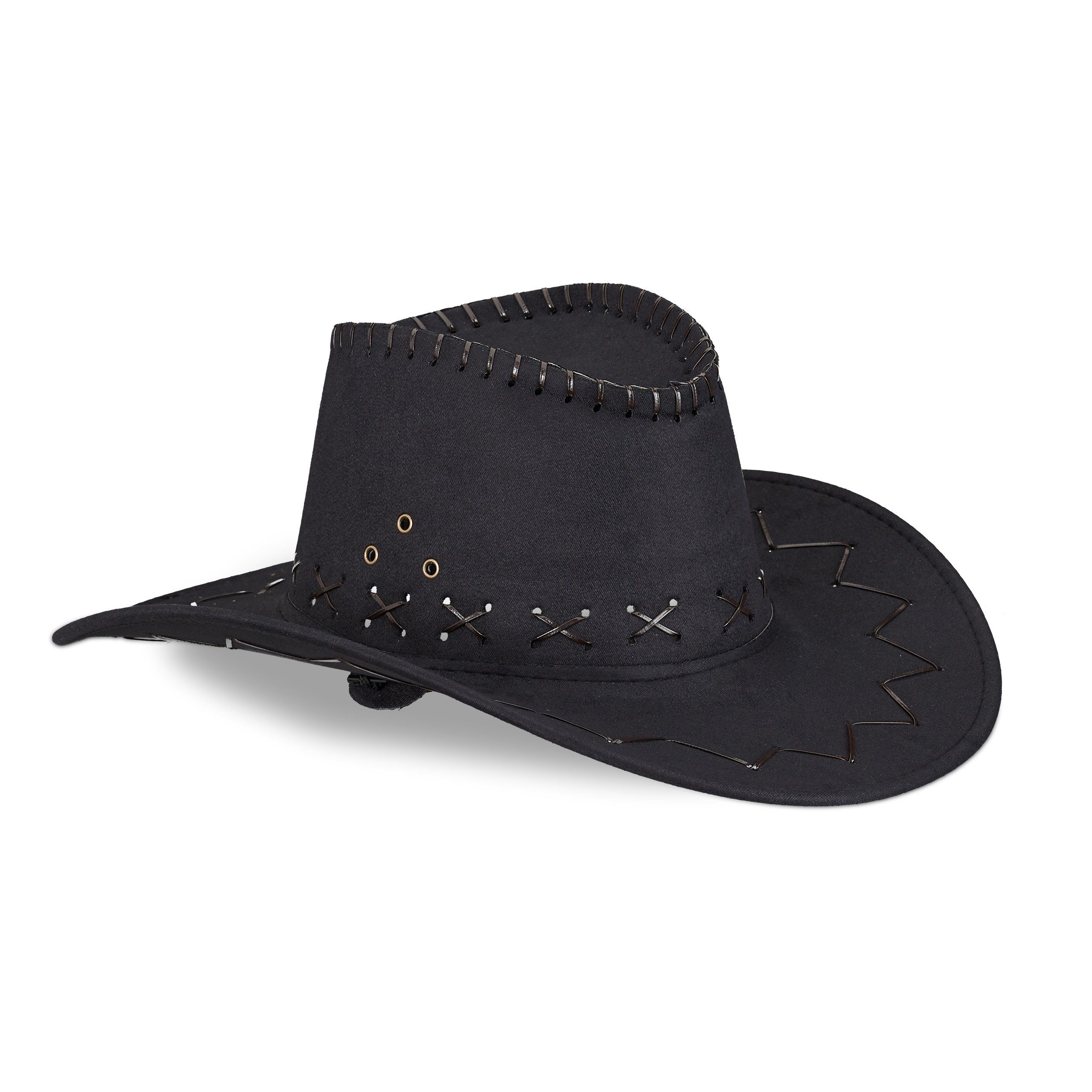 relaxdays Cowboyhut 2 x Cowboyhut Fasching schwarz günstig online kaufen