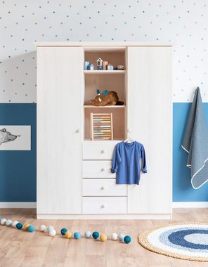 BioKinder - Das gesunde Kinderzimmer Kleiderschrank Lena mit 8 flexiblen Einlegeböden und 1 flexible Kleiderstange