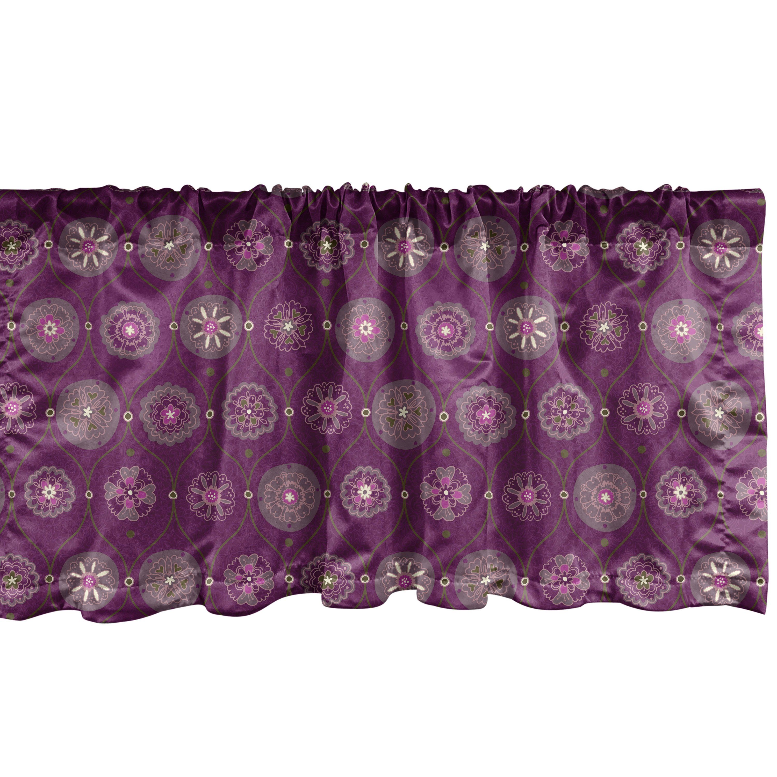 Scheibengardine Vorhang Volant für Küche Schlafzimmer Dekor mit Stangentasche, Abakuhaus, Microfaser, orientalisch Flourish Verziert