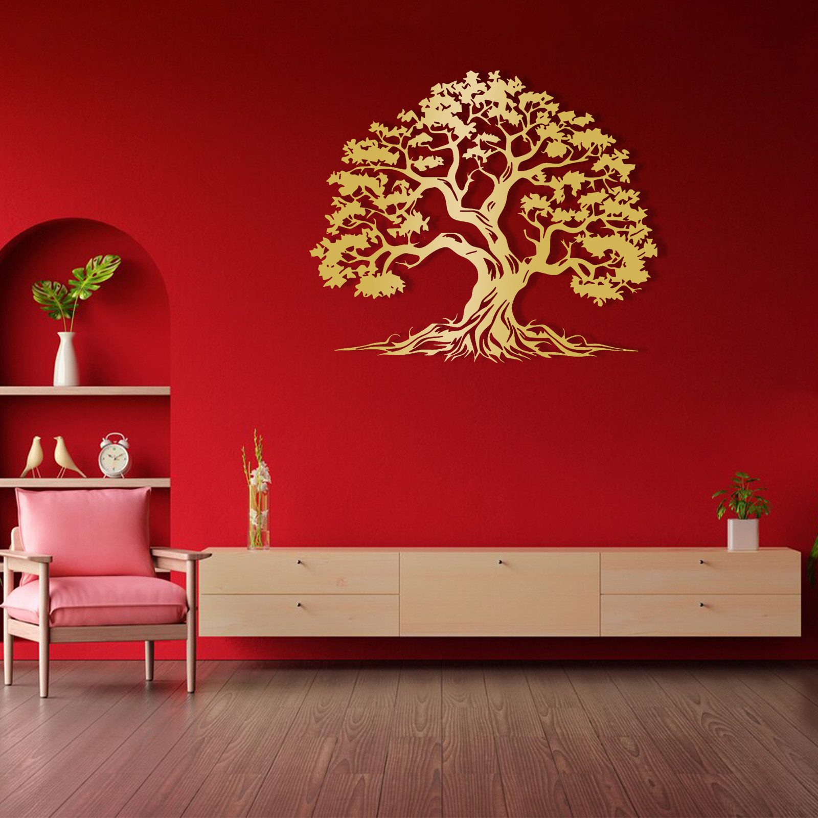 Jumpeak Wanddekoobjekt Metall Baum des Lebens Kunst Wanddekoration,Baum Wanddekoration, Natur, Hergestellt aus Metall,Vier Farben zur Auswahl,2 Größe