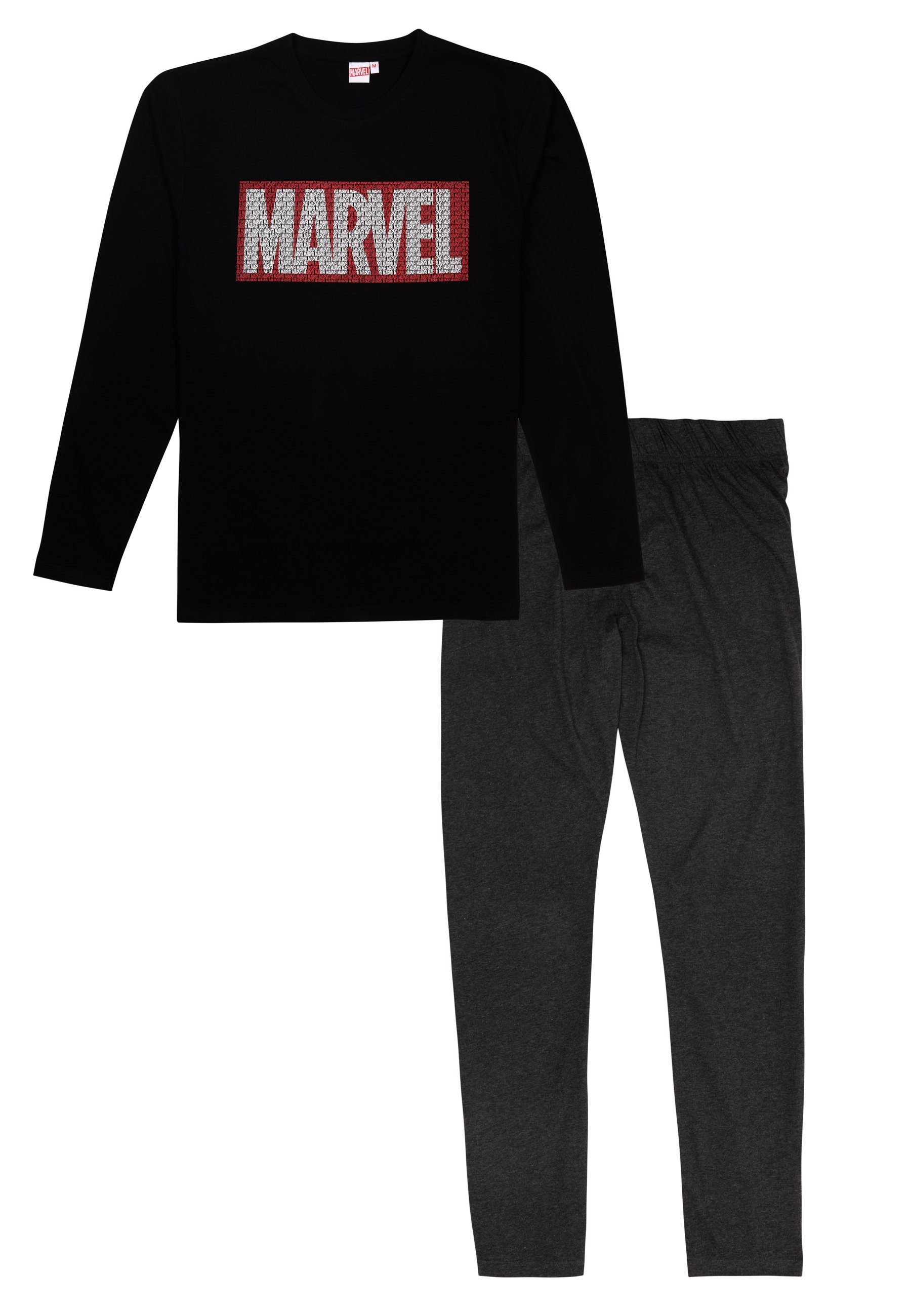 United Labels® Schlafanzug Marvel Schlafanzug Männer Langarm für Schwarz