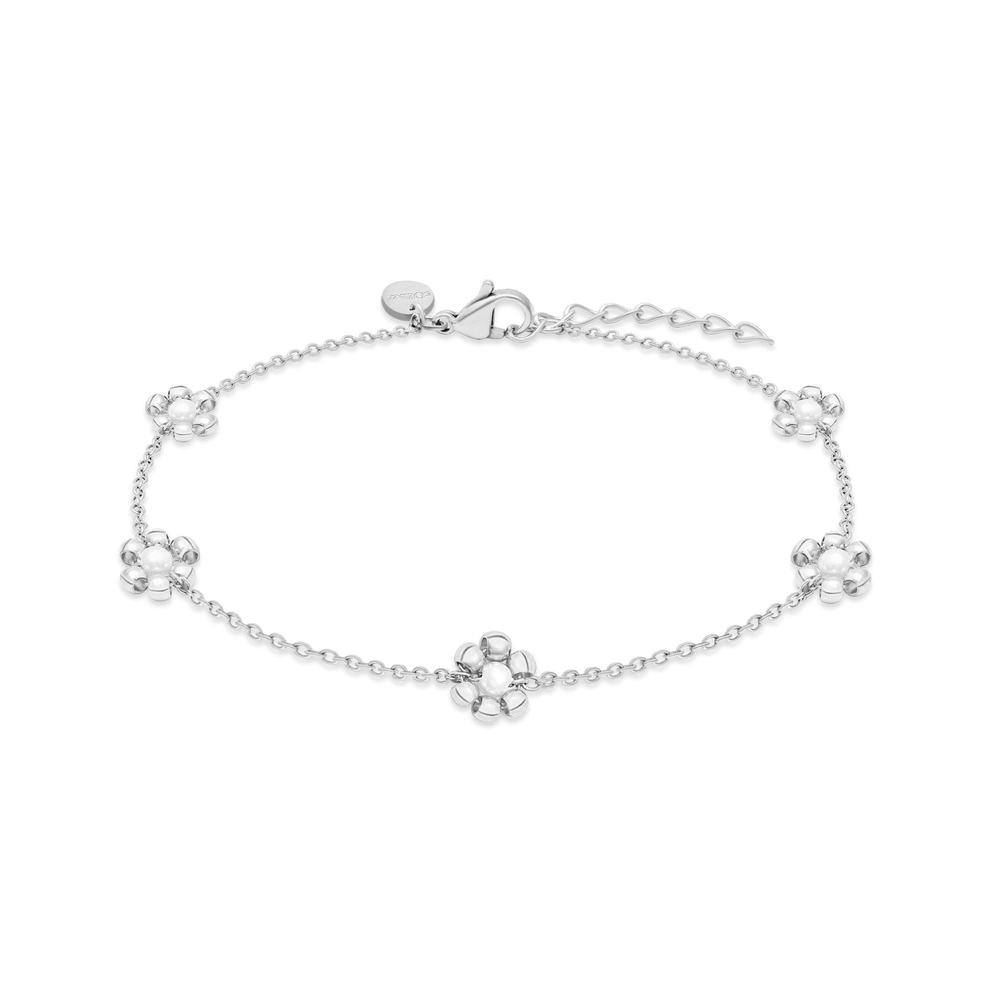 s.Oliver Fußkette Flower, Blumen-Design, mit Kunststoffperle