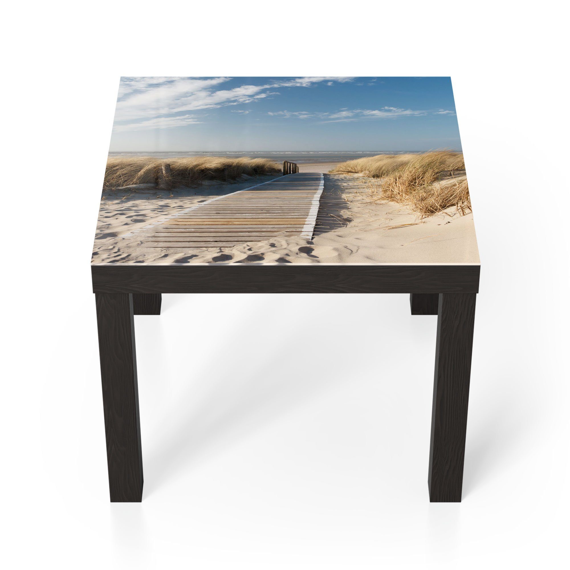 DEQORI Couchtisch 'Strandaufgang am Meer', Glas Beistelltisch Glastisch modern Schwarz