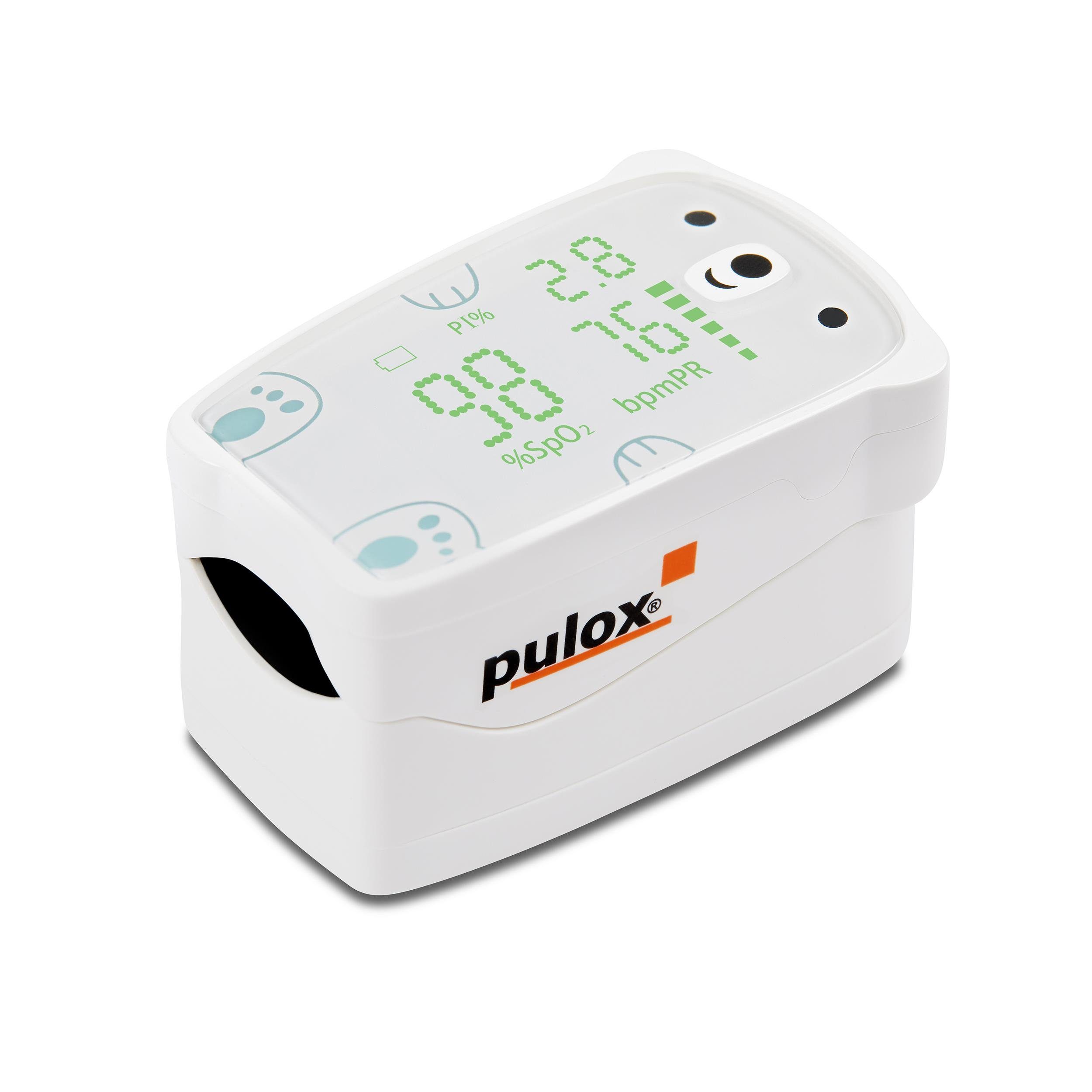 pulox Pulsoximeter PO-235 - Fingeroximeter für Kinder mit Alarm - Weiß