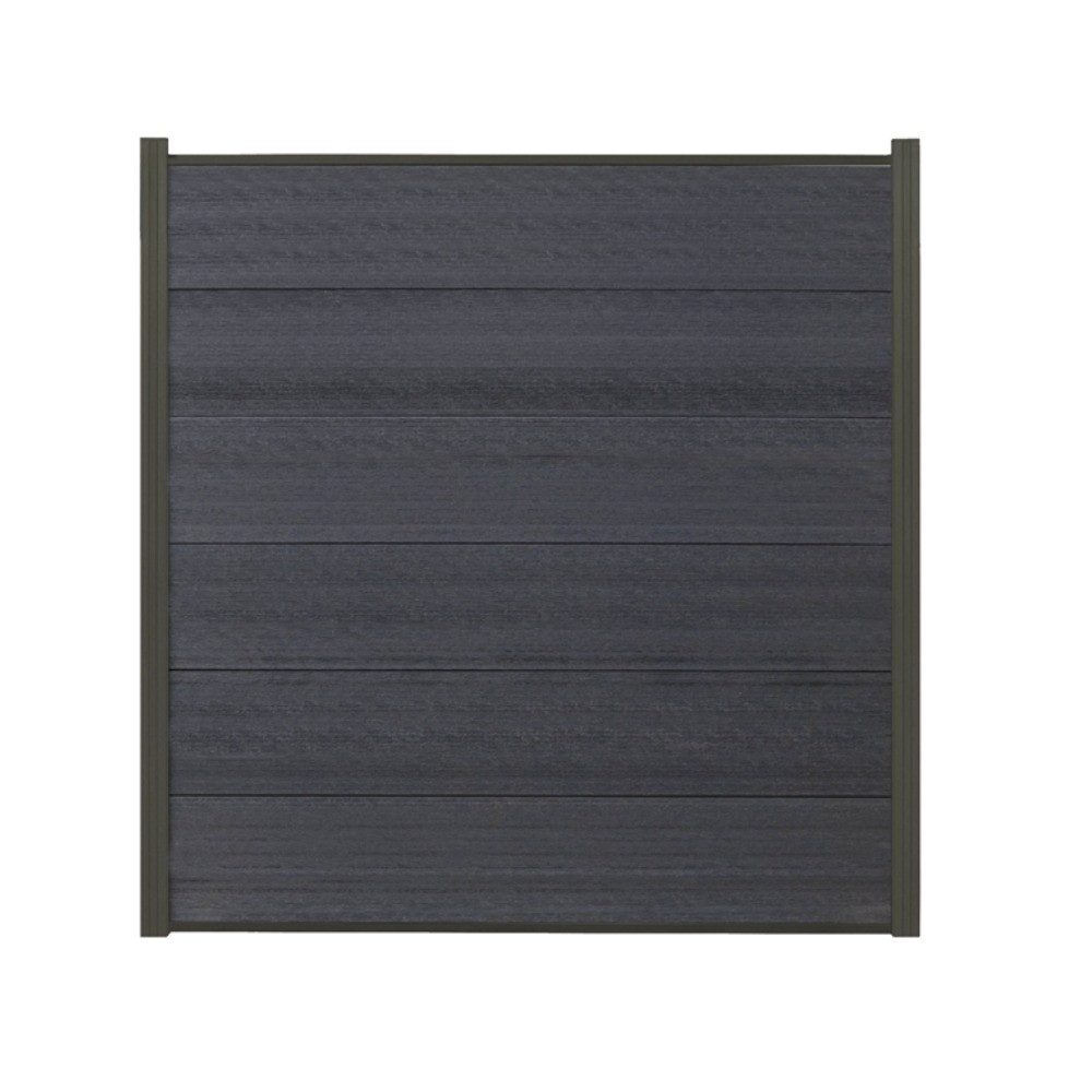 Woodstore24 Zaun Komplettset XXXL Premium coex. WPC Zaun zum einbetonieren anthrazit, (Sichtschutz - 1,79 m Höhe, 1,73 m Breite, 2 cm Stärke, Lamellenzaun Komplettset inkl. Pfosten, Start- und Endprofil), Stecksystem, Lamelle aus recyceltem Kunststoff & Holzfasern, anthrazit