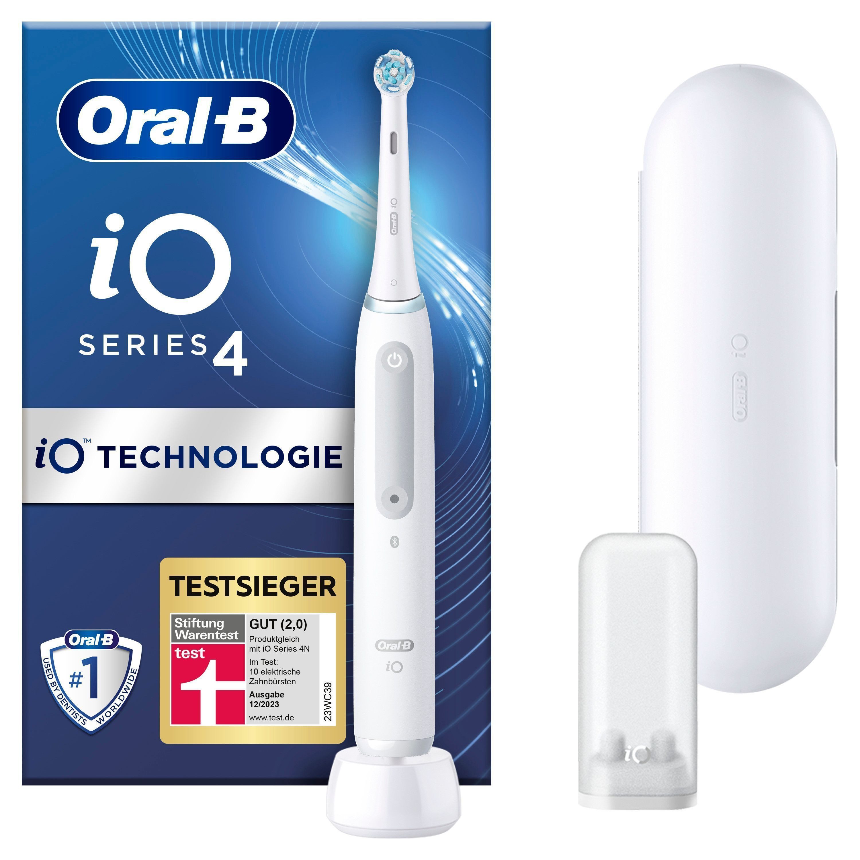 Oral-B Elektrische Zahnbürste iO 4, Aufsteckbürsten: 1 St., mit Magnet-Technologie, 4 Putzmodi, Reiseetui