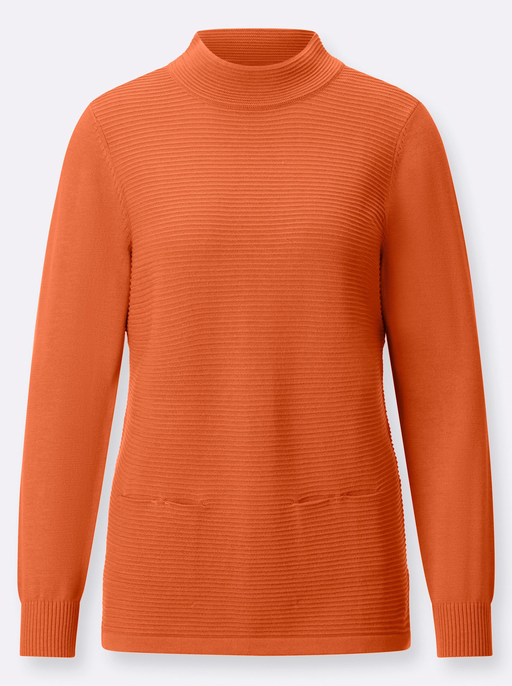 Strickpullover Stehkragen-Pullover Langarm Struktur