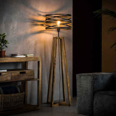 Liadomo Stehlampe Prescott, ohne Leuchtmittel, Stehlampe im rustikalen Industrial Stil, E27, 135 cm Höhe, Metall & Holz