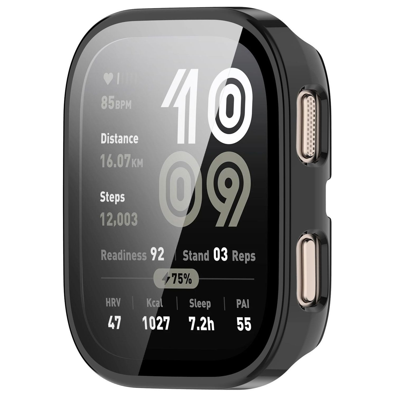 Wigento Smartwatch-Hülle Für Amazfit Bip 6 Kunststoff Schutz Watch Hülle + 9H Hart Glas Schwarz, Schutzhülle aus PC + Hart Glas für Rundumschutz