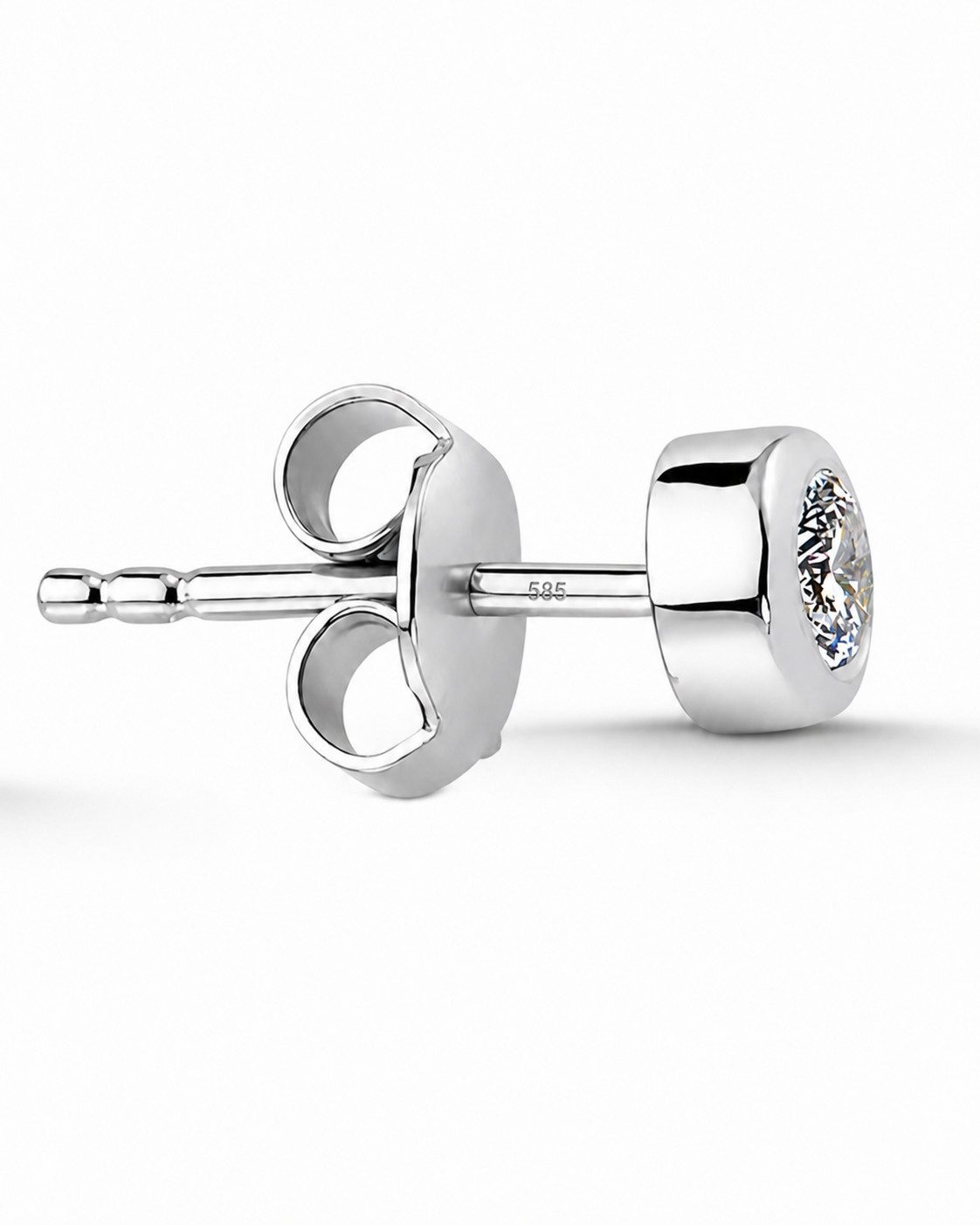EinStein Diamant Single-Ohrstecker 0,10 Carat Herren Diamant Solitär Ohrstecker 14 Karat Weißgold, Herren Diamant Solitär EinStein Ohrstecker 14 Karat Weißgold