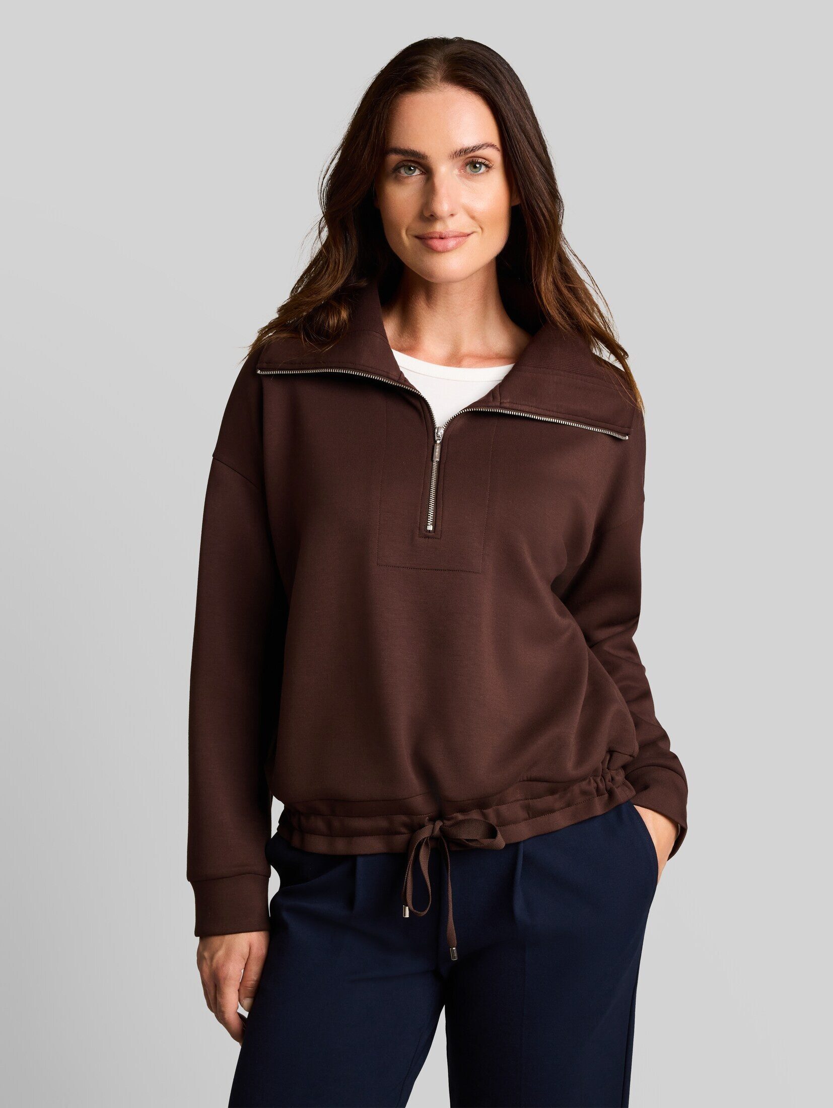 TOM TAILOR Sweatshirt Strick & Sweatshirts Troyer Sweatshirt aus Scuba