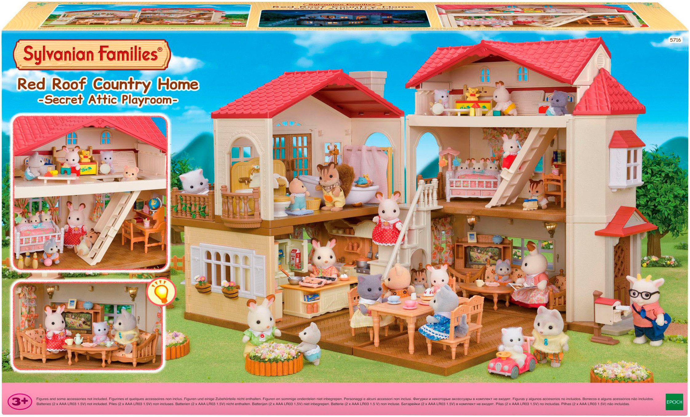 Sylvanian Families Spielwelt Stadthaus mit Dachzimmer (5708), mit Licht