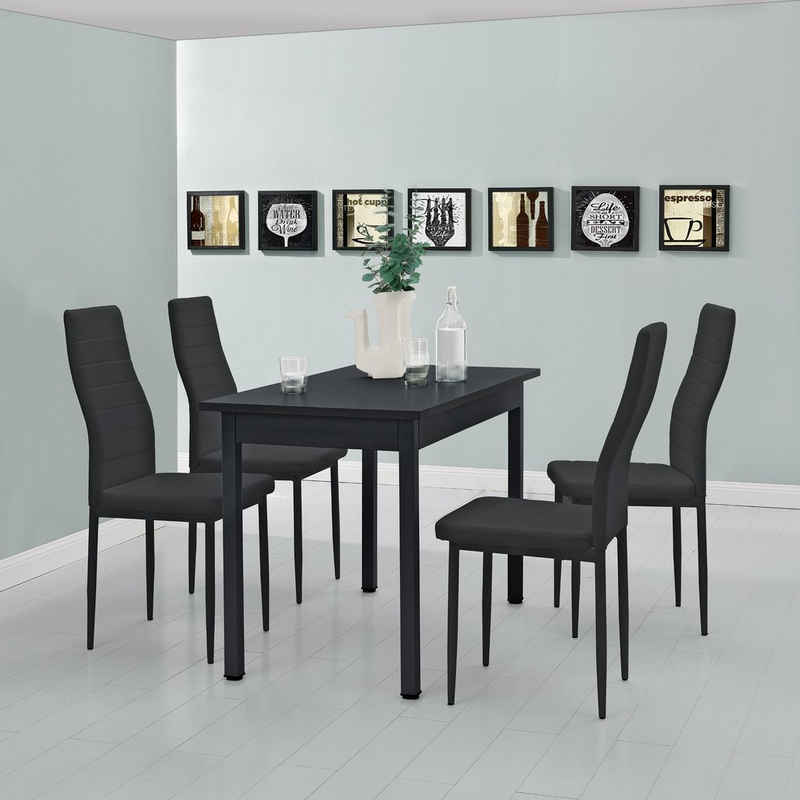 en.casa Esstisch, Moderner Küchentisch »Den Haag« 120x60cm in schwarz