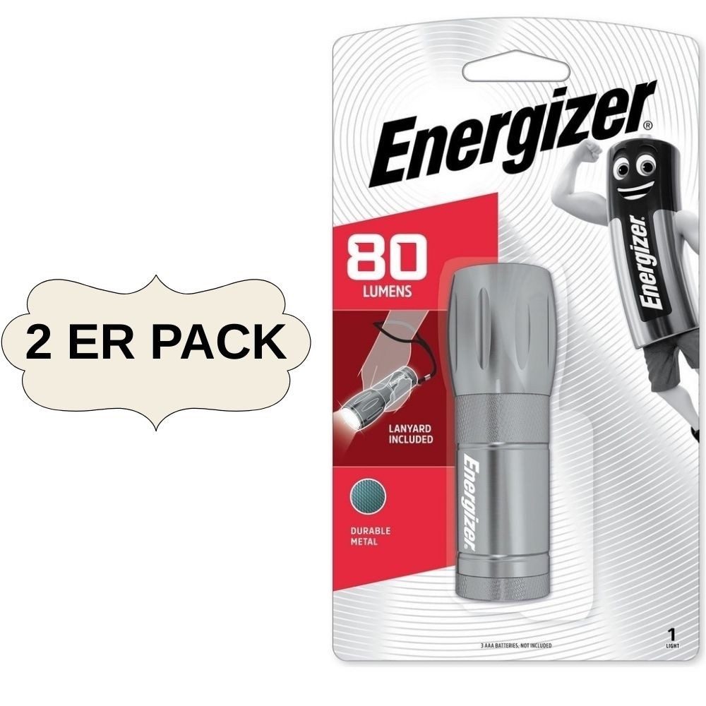 Energizer Taschenlampe Energizer Metal Light LED Taschenlampe 80 Lumen 80 m 3 AAA Batterien, taktisches 80lm Leuchtweite Arbeitsleuchte 80m 2 ER