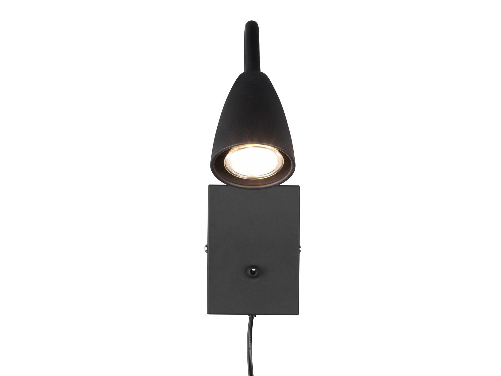 meineWunschleuchte LED Leselampe, Warmweiß, Nachttischlampe Schwarz Schwarz Dimmfunktion, matt 23,5cm Schalter und Stecker mit LED Wand Höhe wechselbar
