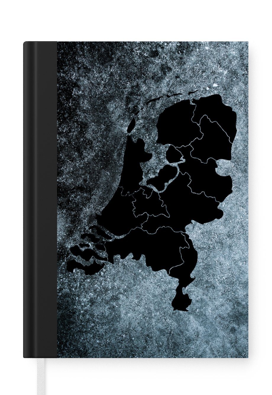 MuchoWow Notizbuch Karte - Niederlande A5, Tagebuch, Haushaltsbuch Merkzettel, 98 Seiten, Journal, Grau, - Notizheft