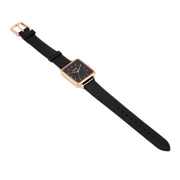 XCOAST Quarzuhr Noir Rose Black, » Schlanke Analoguhr für Damen (Slim Design) Quarzuhr » Moderne Damenarmbanduhr Lederarmband Businessuhr Analog Japanisches Quarzuhrwerk