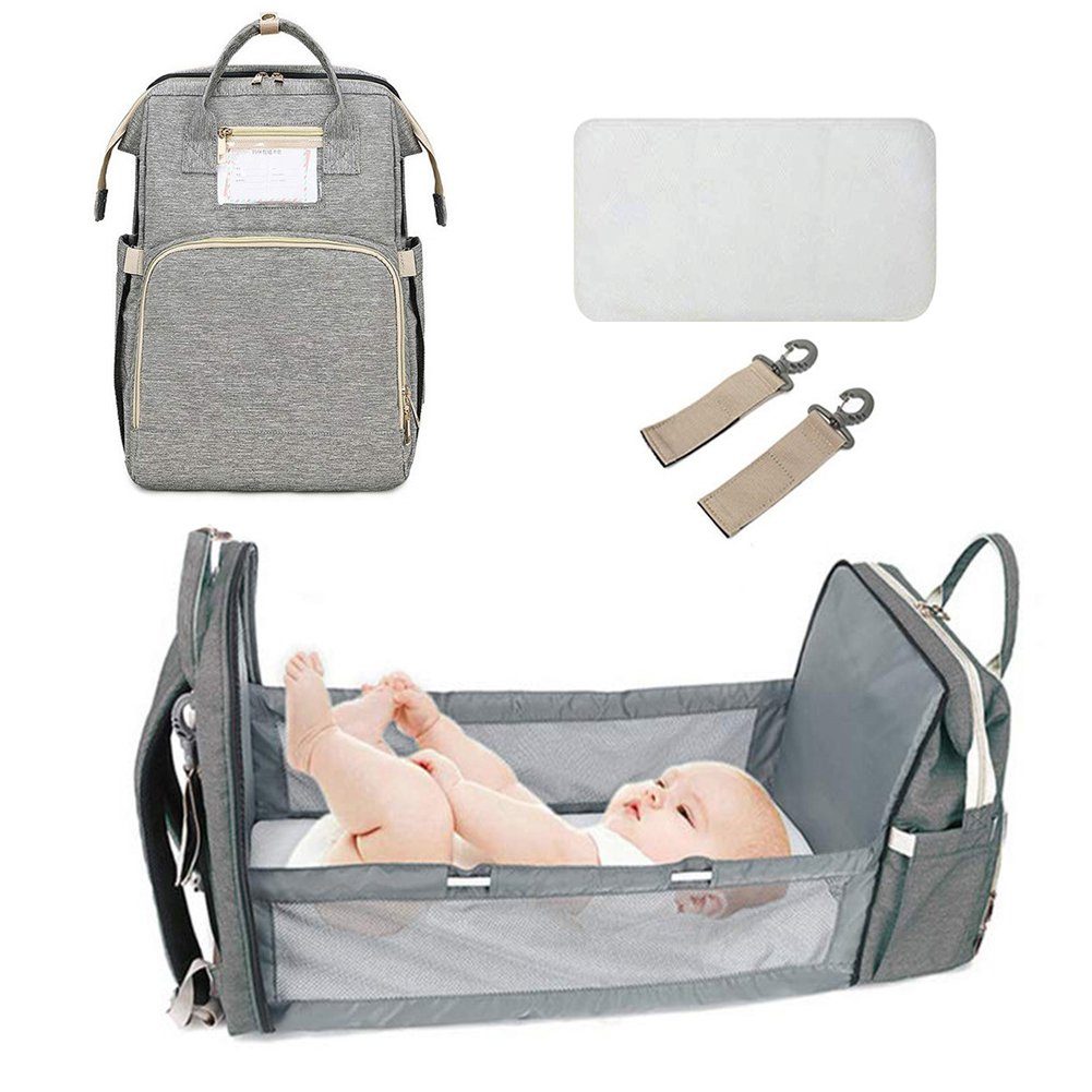 Multifunktional Wickeltasche Wickelrucksack mit Babybett Babytaschen Baby Neu 
