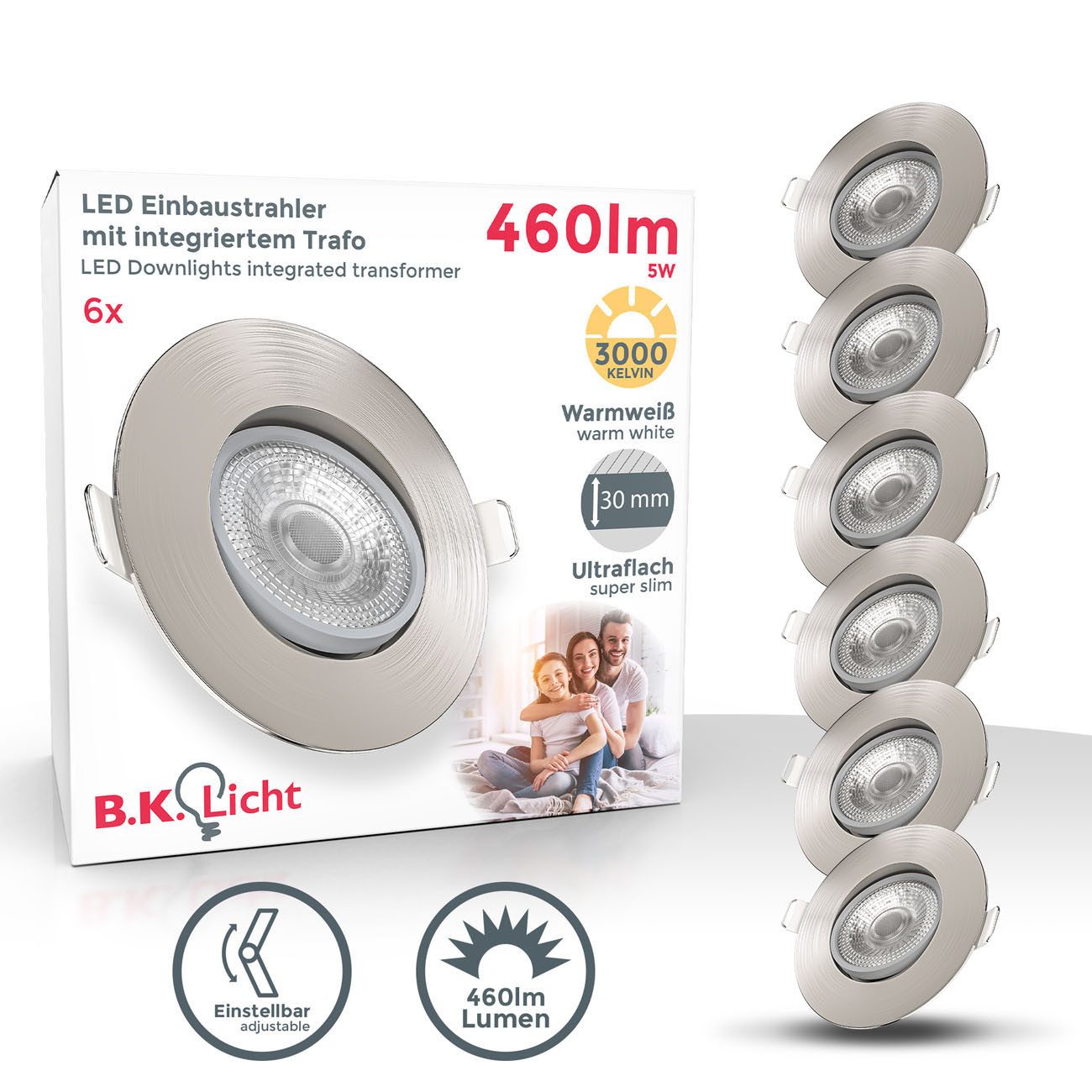 B.K.Licht LED Einbaustrahler SET Einbauleuchten 90mm günstig online kaufen