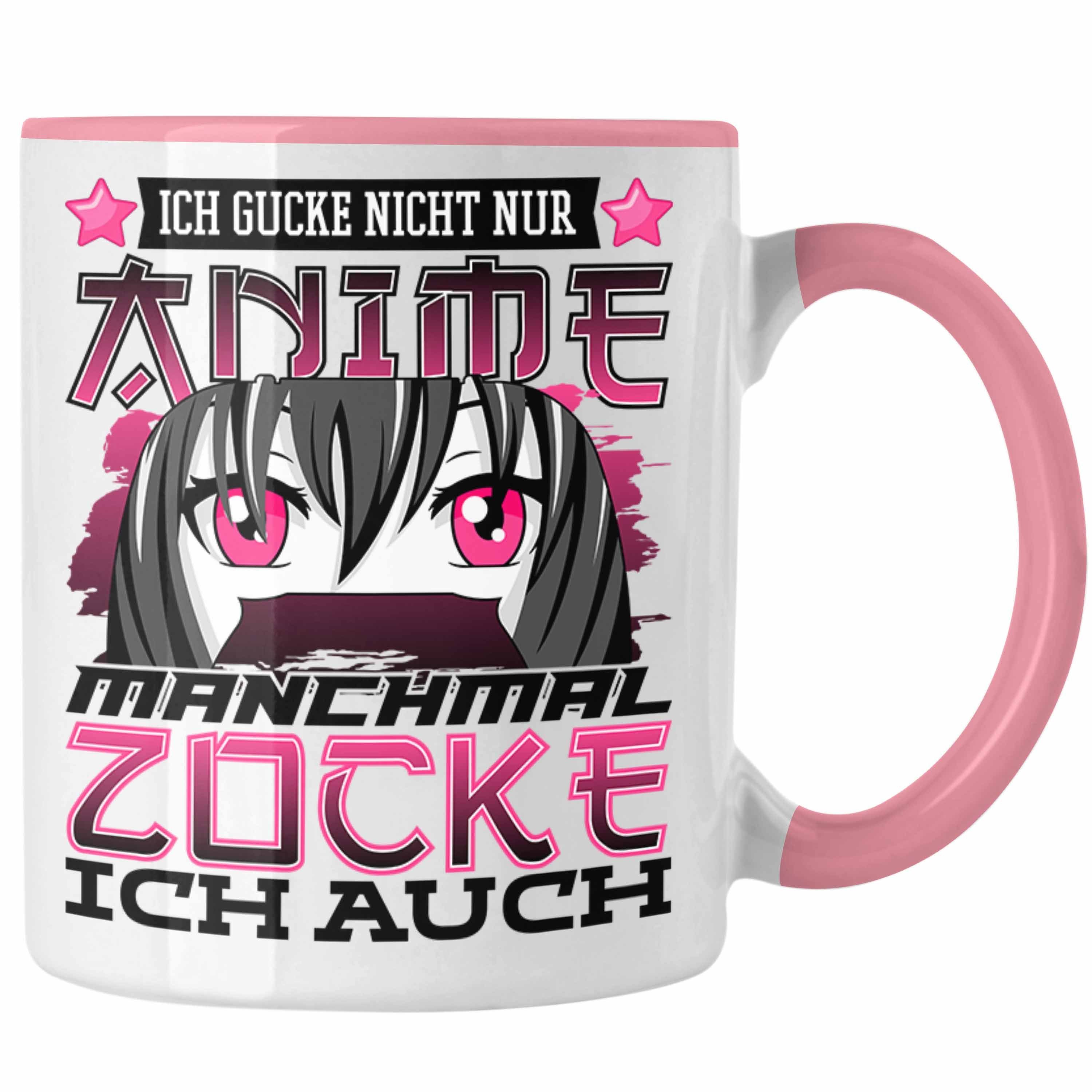 Trendation Tasse Anime und Zocken Tasse Geschenk Mädchen Anime-Fans Gamergirl Spruch Rosa