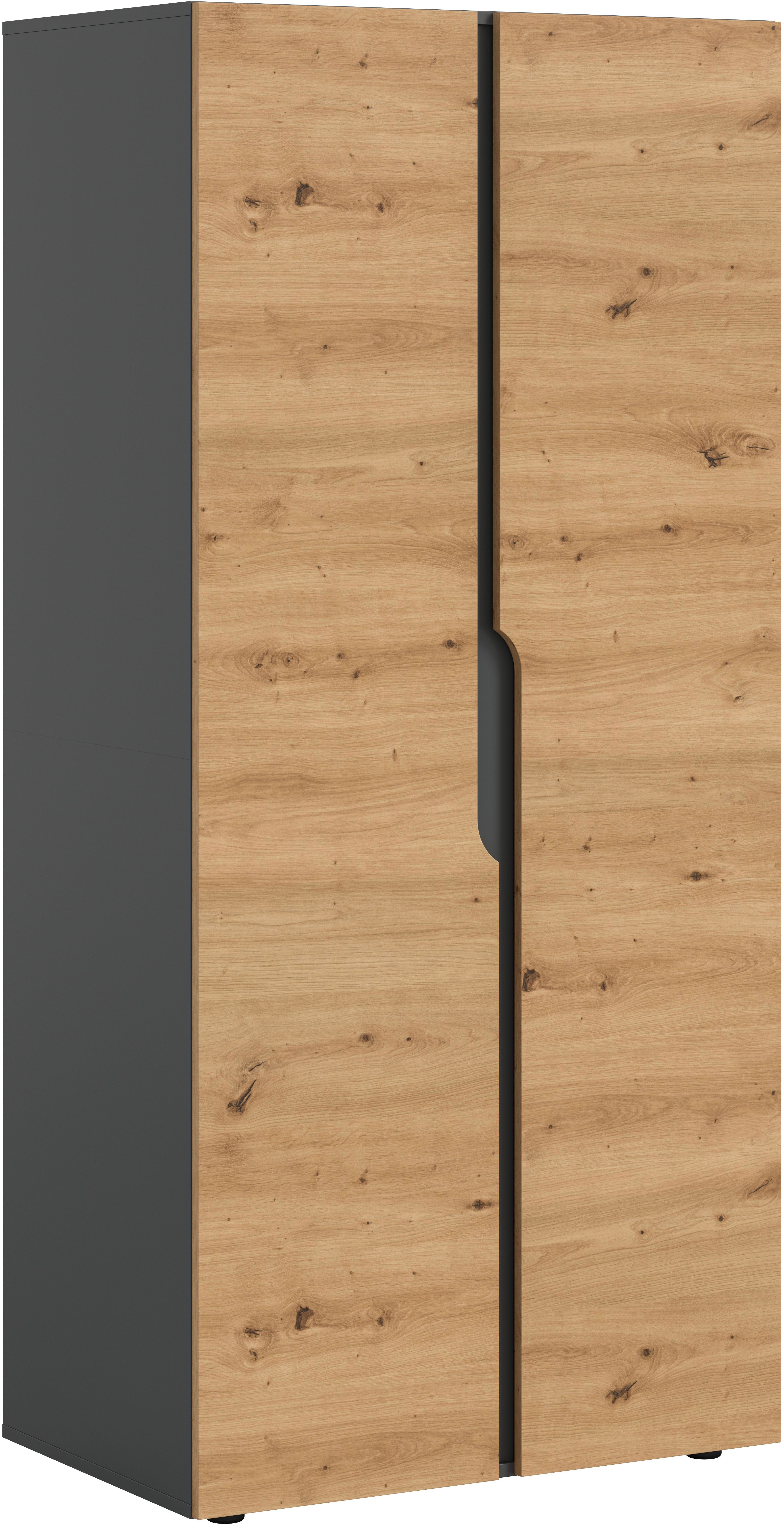 Home affaire Kleiderschrank BJÖRNEBORG, Schlafzimmerschrank, Garderobe, Schrank (inklusive Wechselblende in anthrazit und Artisan Eiche Nachbildung) Breite 80cm, Kleiderstange, 2 Böden