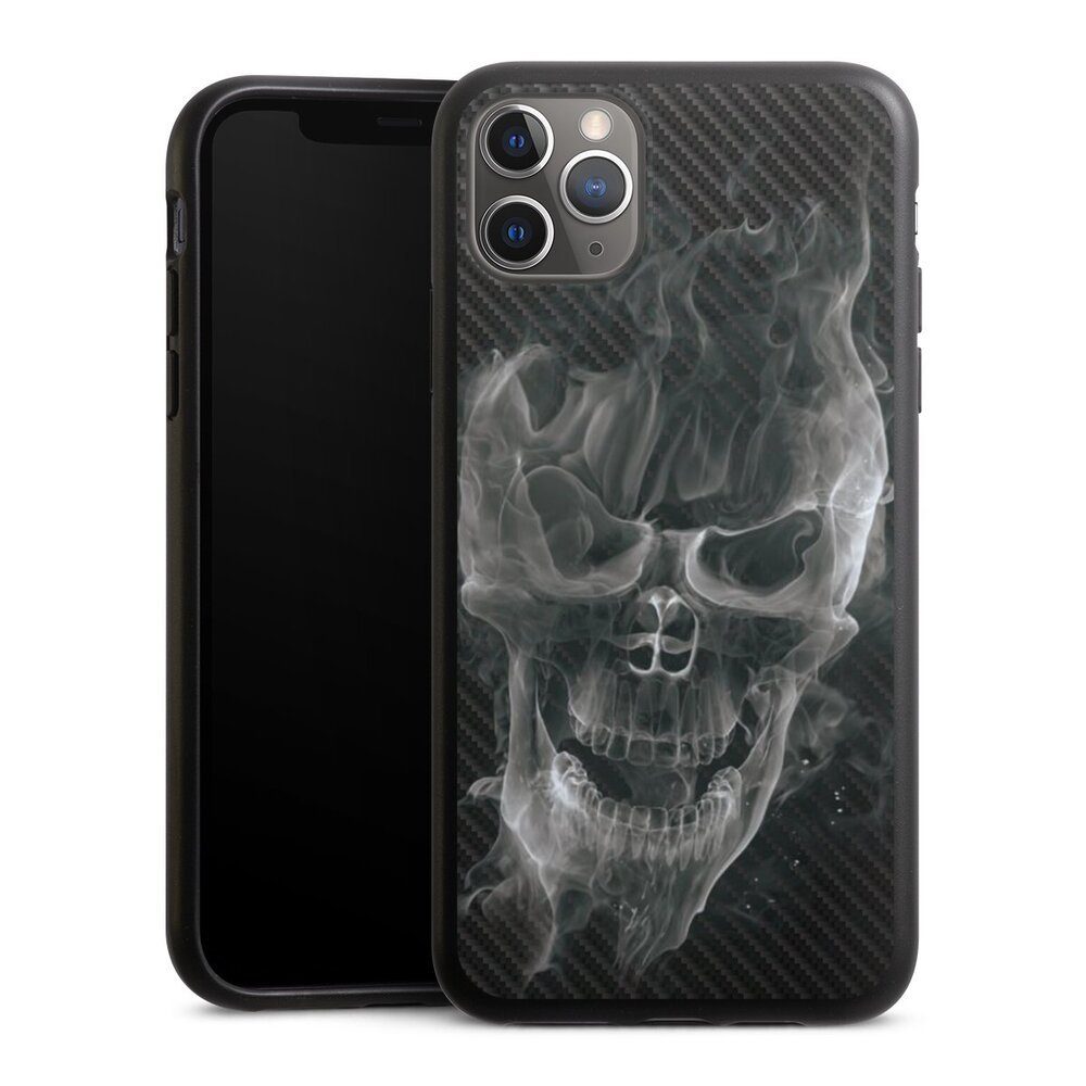 Handyhülle Totenkopf Schädel Carbon Smoke Skull Carbon