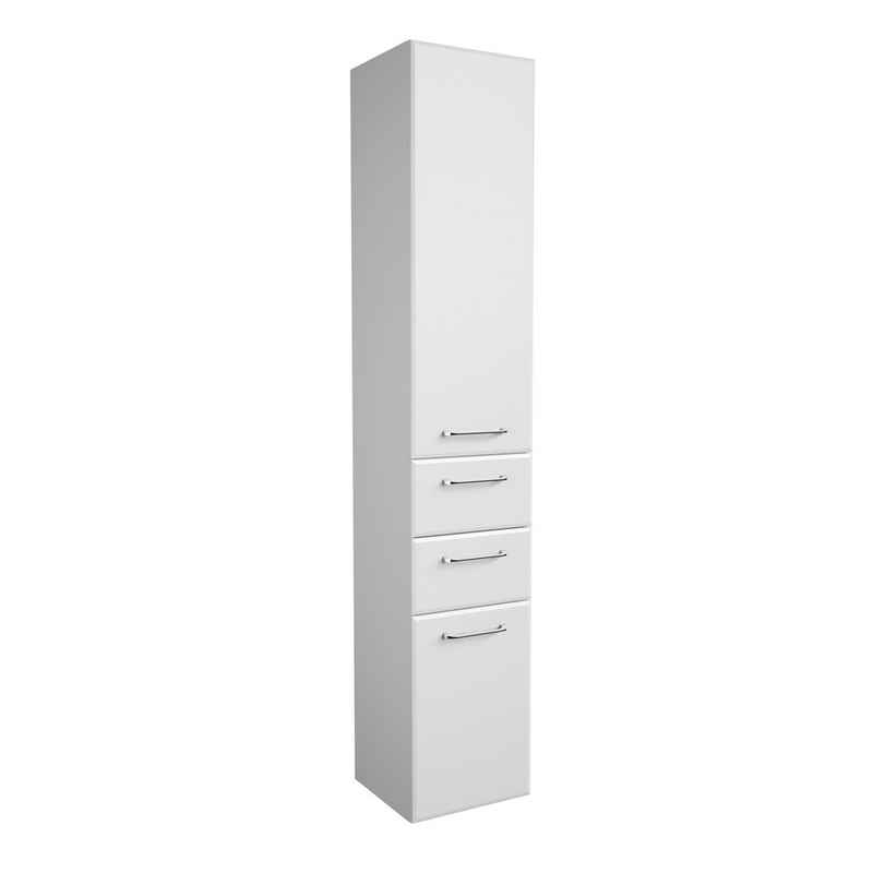 Lomadox Hochschrank QUEBEC-66 Hochschrank Badezimmer in weiß Hochglanz, B/H/T: ca. 35/185,5/33 cm