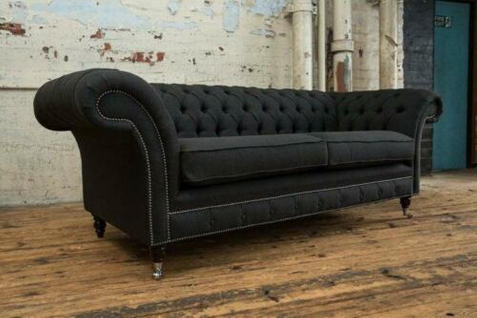 Couch Designer 3+1 Textil, in JVmoebel Sitzer Garnitur Made Europe Chesterfield Sofa Edle