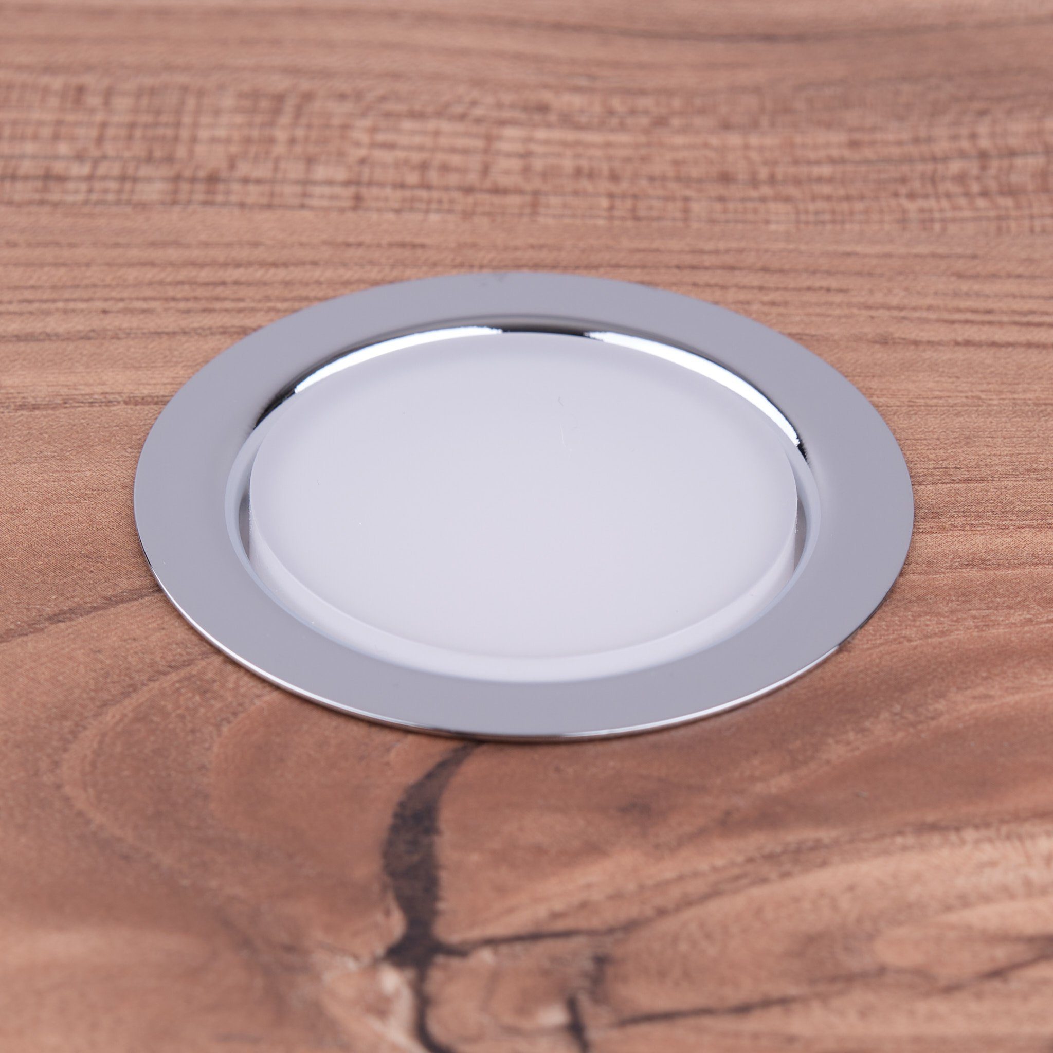 Einbaustrahler Set Mit LED – GU10 Lampe Warmweiß, Chrom, 75 Mm Einbau-Loch, 35° Schwenkbar, Flach