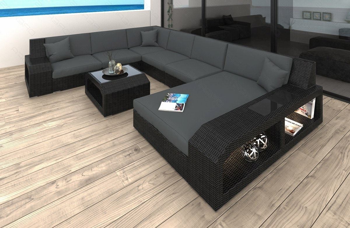 Sofa Dreams Gartenlounge-Set Rattan Sofa Matera XXL mit LED, (Gartenmöbel, Rattan-Sofa), inkl. Auflagen und LED RGB Licht