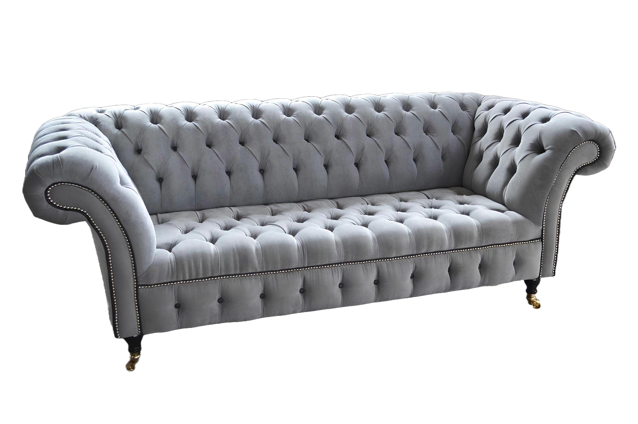 Xlmoebel Chesterfield-Sofa Elegantes Sofa mit Schaffhausen-Stoffbezug und Chesterfield-Knöpfung, Hergestellt in Europa