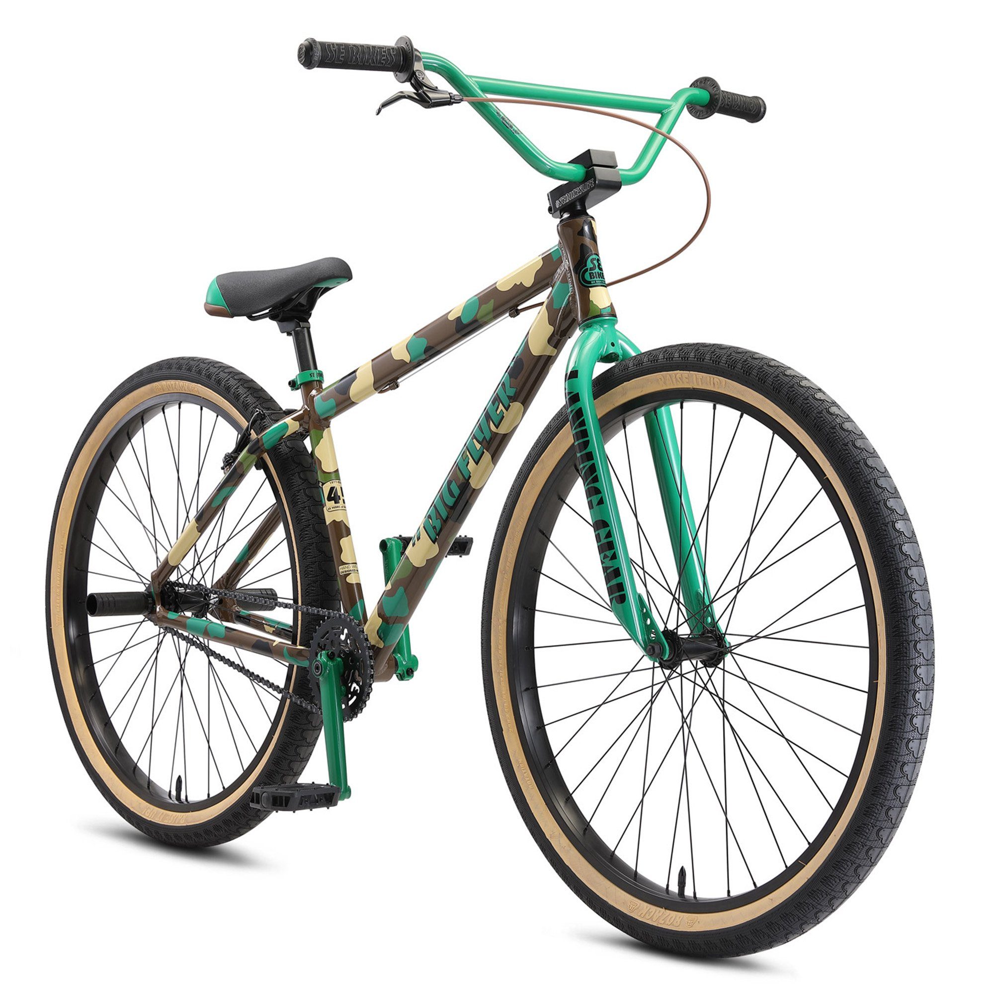 SE Bikes Mountainbike Big Flyer HD, 1 Gang, ohne Schaltung, Wheelie Bike Fahrrad Erwachsene Jugendliche ab 165cm BMX Rad Stuntbike army camo