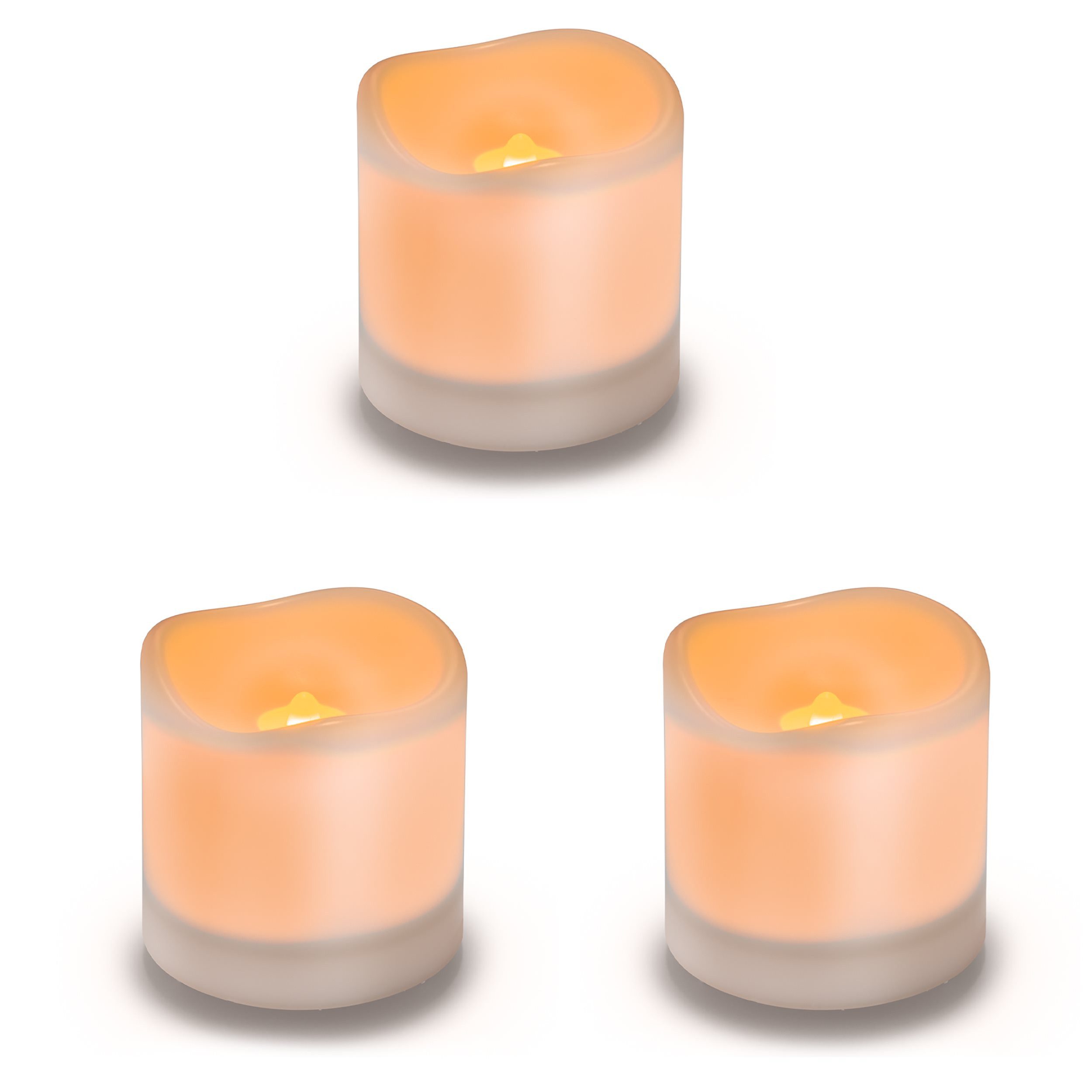 esotec LED-Kerze 3er Set Solarkerzen Romantica gelbe LED, Flackerlicht 10,5x10cm 102054 (Komplettset)