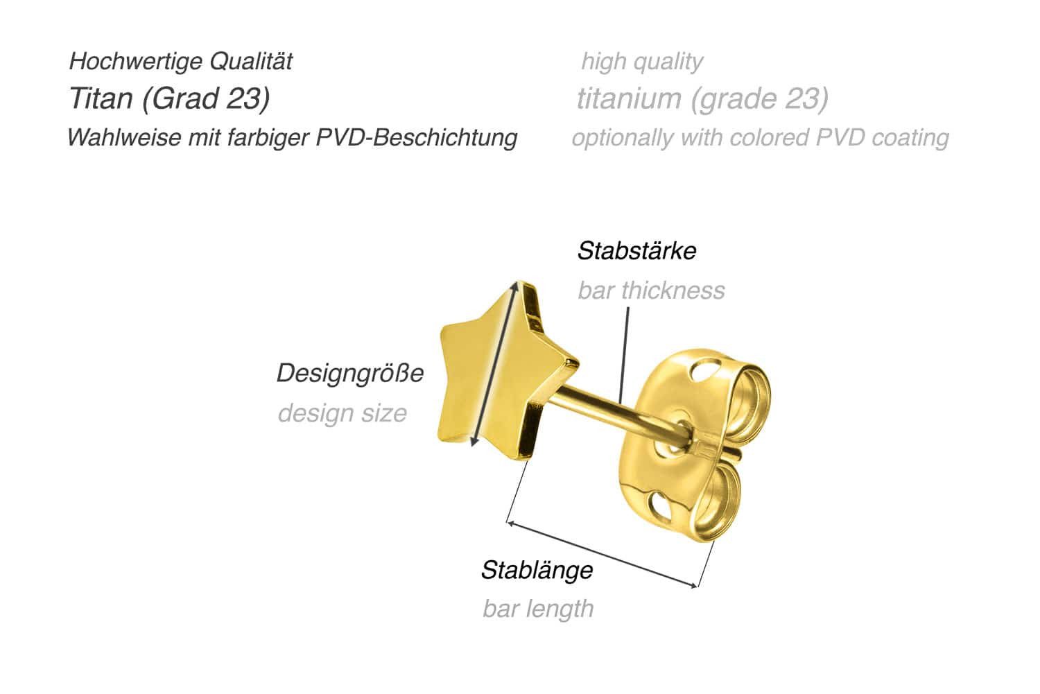 PIERCINGLINE Single-Ohrstecker Titan Ohrstecker STERN (Ohrstecker günstig online kaufen