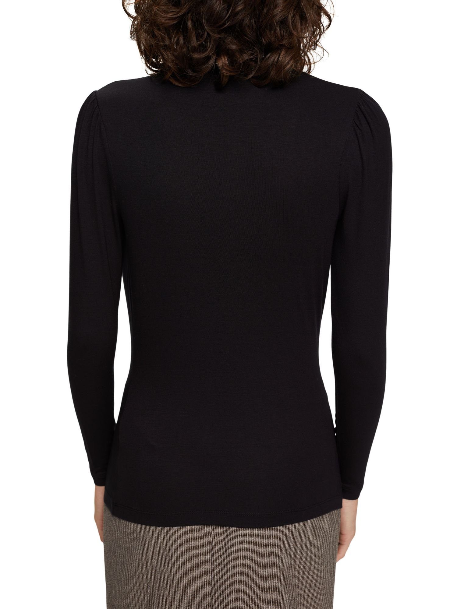 Puffärmeln Esprit Langarmshirt Longsleeve BLACK mit (1-tlg)