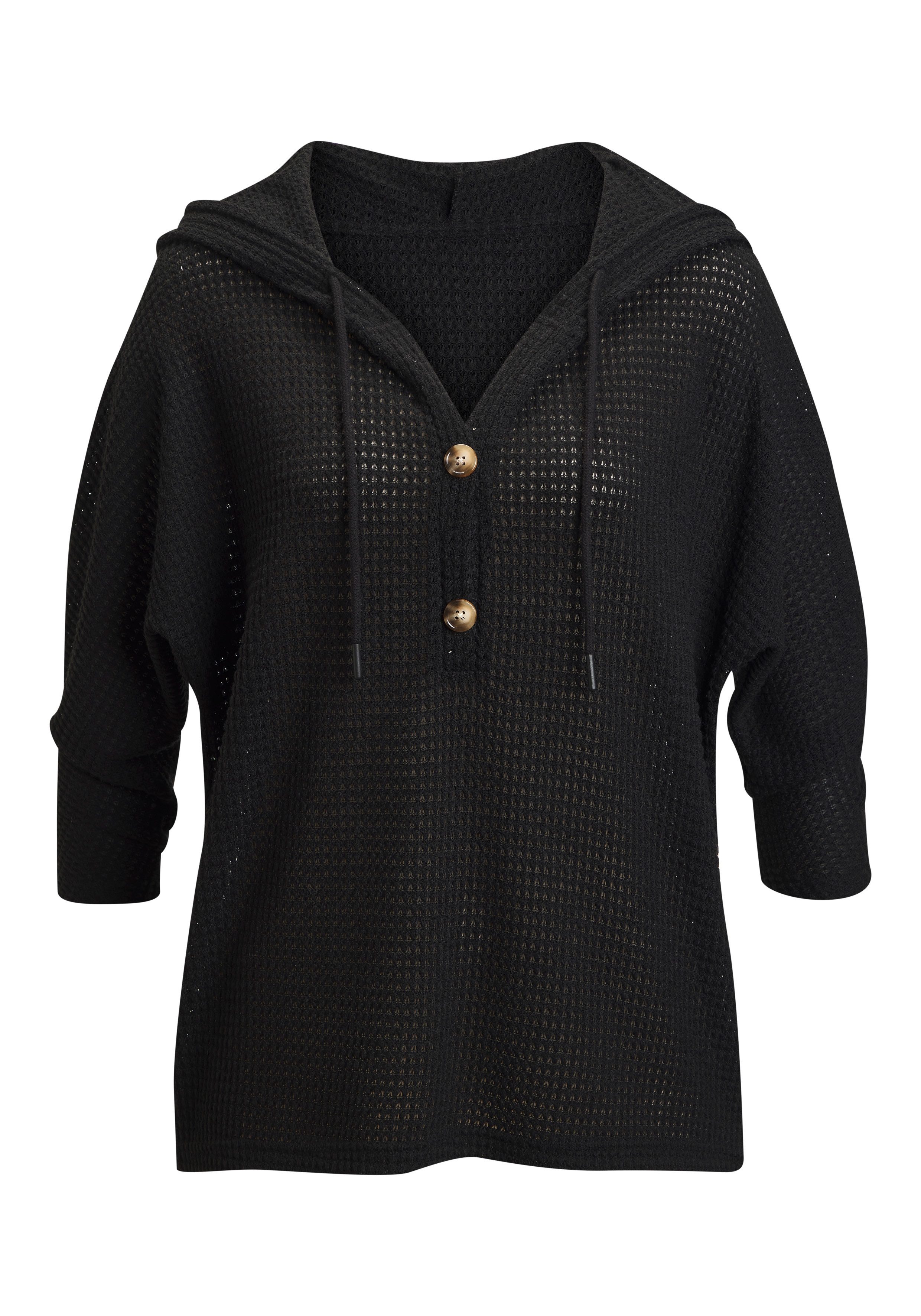 Kapuzenshirt aus sommerlichem Waffelstrick