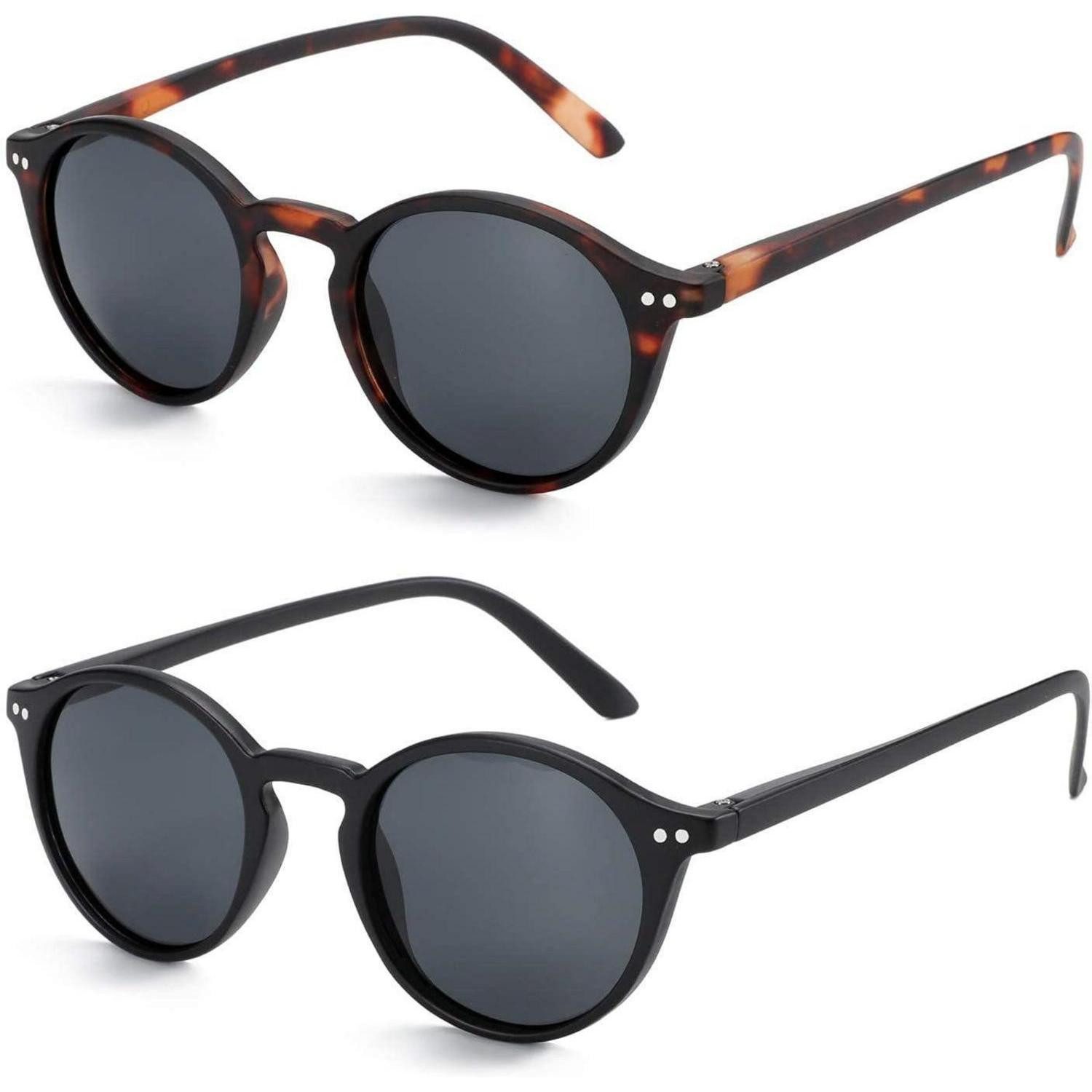 Retrosonnenbrille Sonnenbrille Polarisierte C1 2er-pack( rund Schwarz & Rund Schildkröte) 