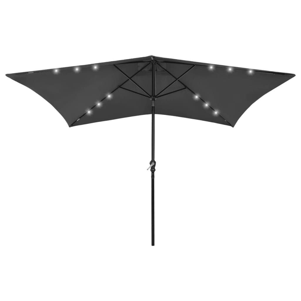 vidaXL Balkonsichtschutz Sonnenschirm mit LEDs und Stahl-Mast Anthrazit 2x3 m