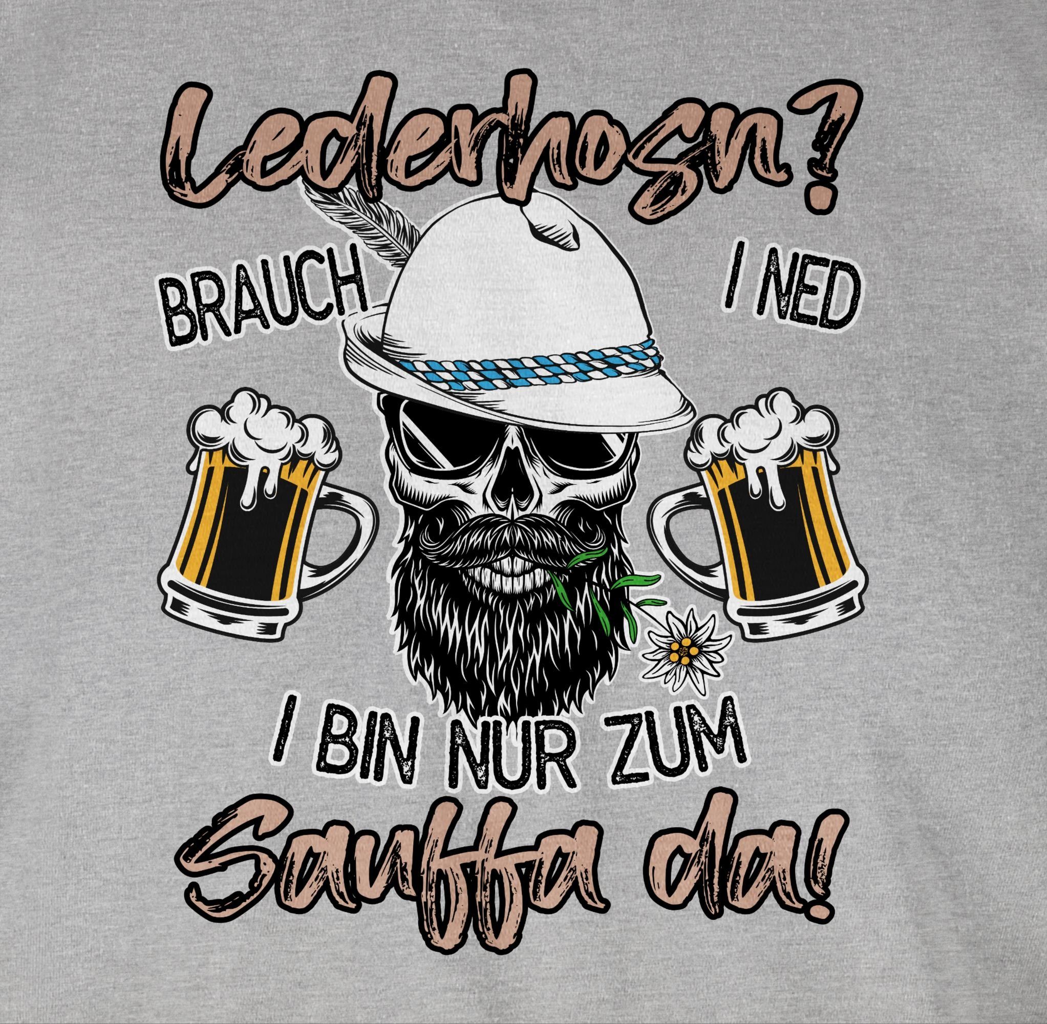 Trinken Lederhose Oktoberfest Spruch meliert Herren Shirtracer Bayrisch für Mode Grau Rundhalsshirt Party 3 Lausbua