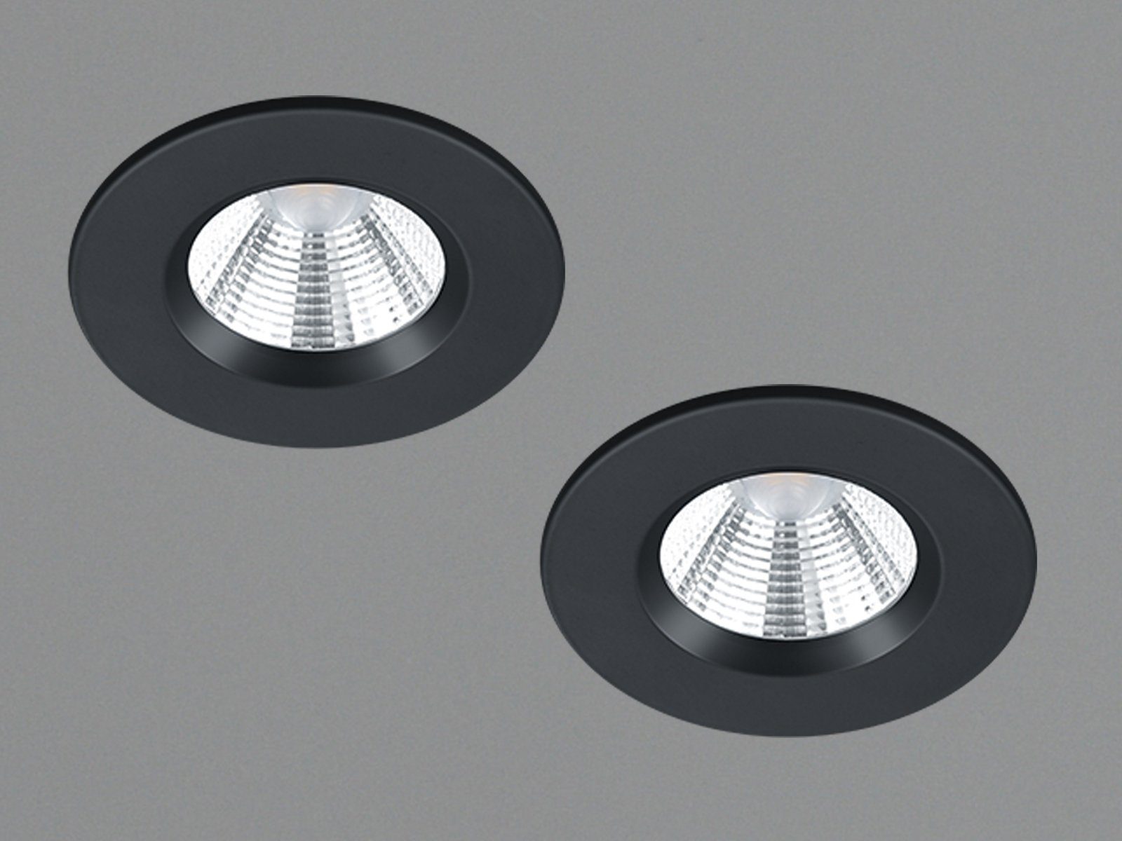 Schwarz LED integriert, Set LED Decken-einbau-leuchten Lichtspots Außen Einbaustrahler, fest 2er Decke Dimmfunktion, Ø8,5cm meineWunschleuchte Warmweiß, matt Bad-lampe