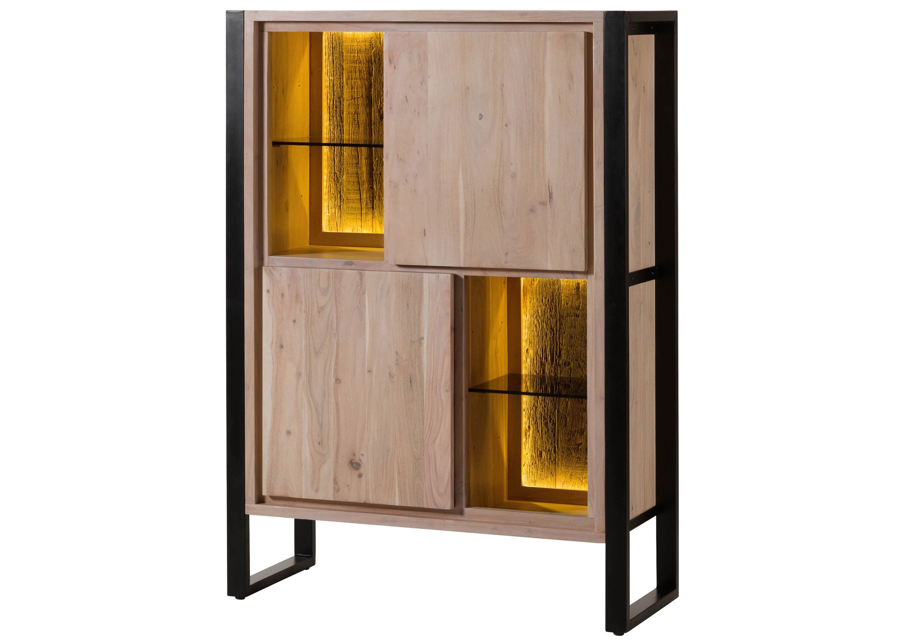 Massivmoebel24 Highboard DENVER (Massivholz), Akazie / Altholz 100x40x140 natur lackiert DENVER #101