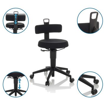 hjh OFFICE Arbeitshocker Drehhocker TOP WORK FLEX Stoff ohne Armlehnen, drehbar