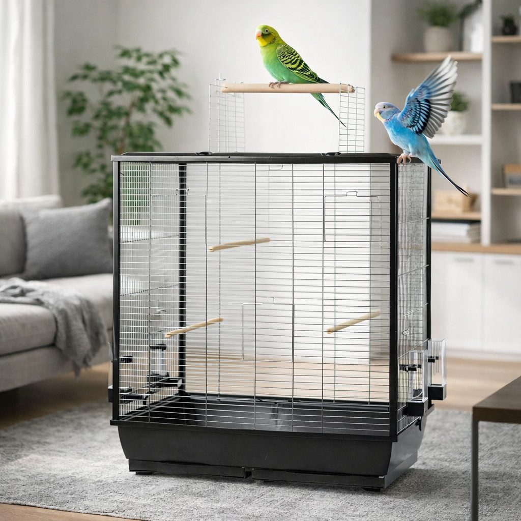 Ollesch Vogelkäfig Großer Vogelkäfig Wellensittich Kanarien Großsittich mit Freisitz