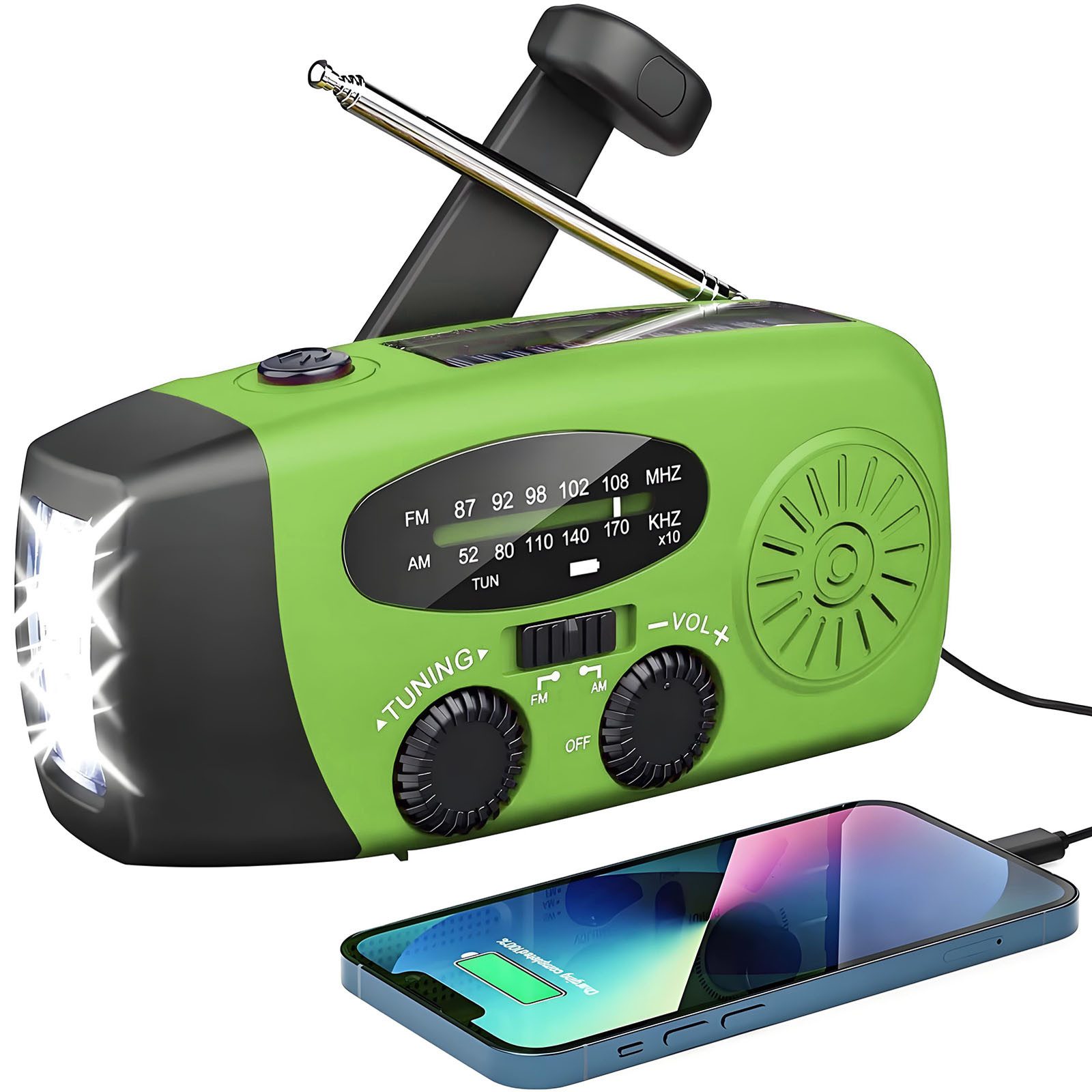 Solarbaby Solar Radio, AM/FM Kurbelradio mit Handy Ladefunktion Notfallradio Notfallradio