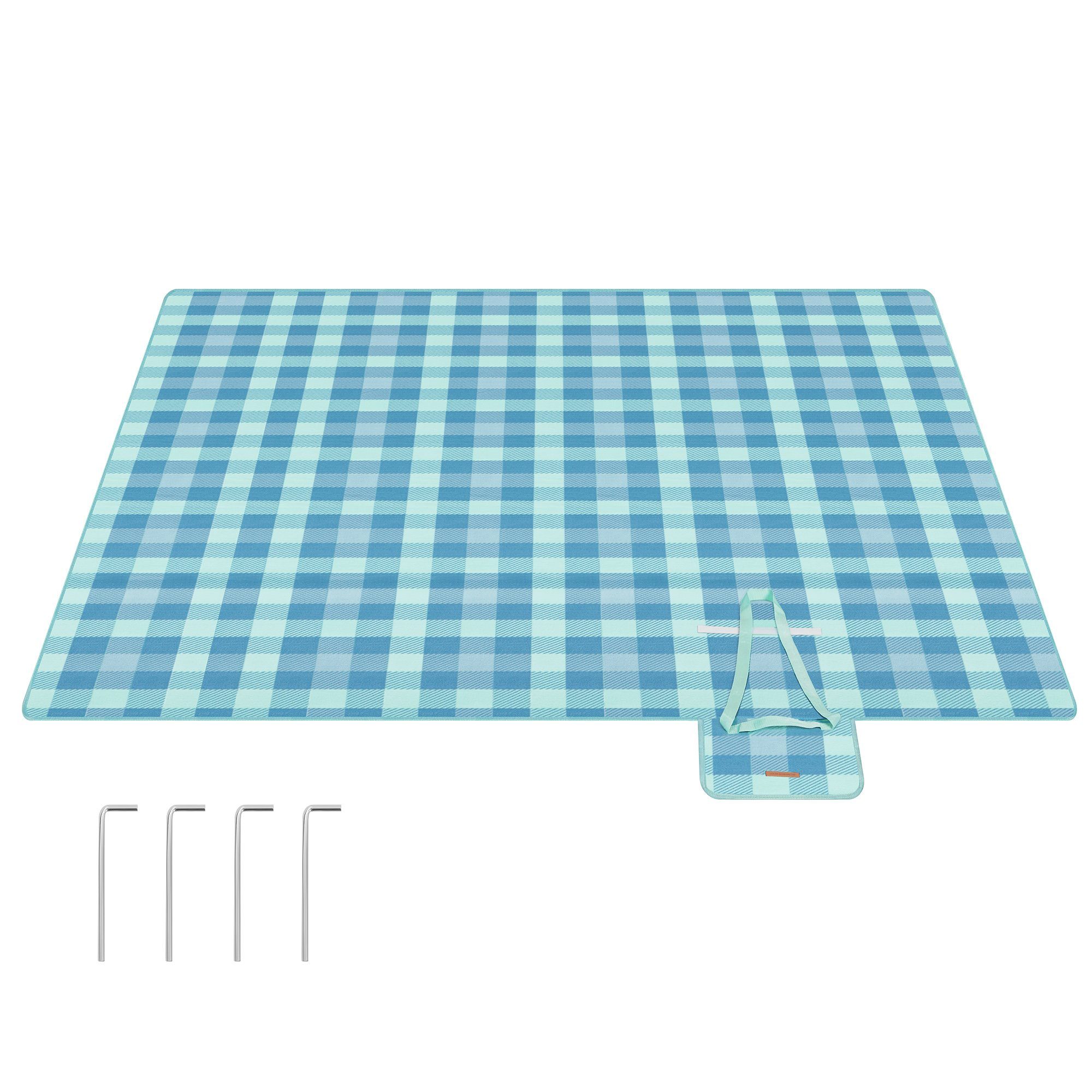 Picknickdecke, SONGMICS, 200 x 200cm, mit 4 Erdankern, wasserdicht, maschinenwaschbar