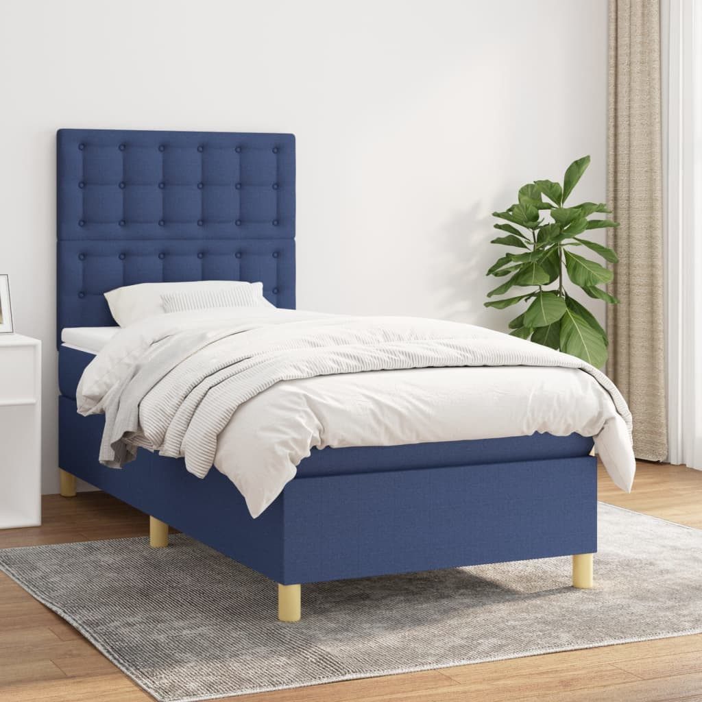 vidaXL Boxspringbett Boxspringbett mit Matratze Hellgrau 90x200 cm Stoff Be günstig online kaufen