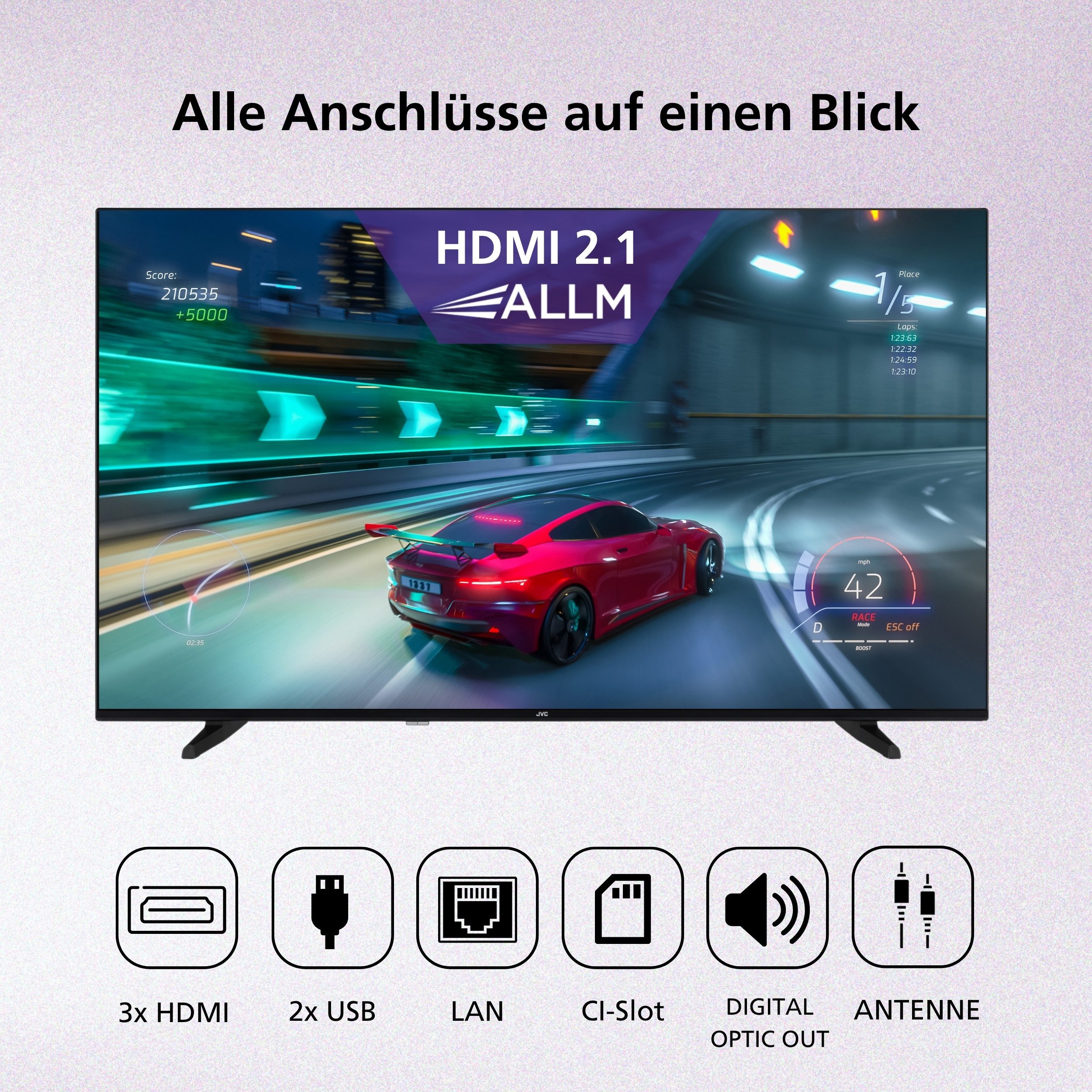 JVC LT-43VRQ3555 QLED-Fernseher (108 cm/43 Zoll, 4K Ultra HD, Fire TV, Fire TV / Smart TV, Dolby Vision HDR, Alexa Built-In, Triple-Tuner)