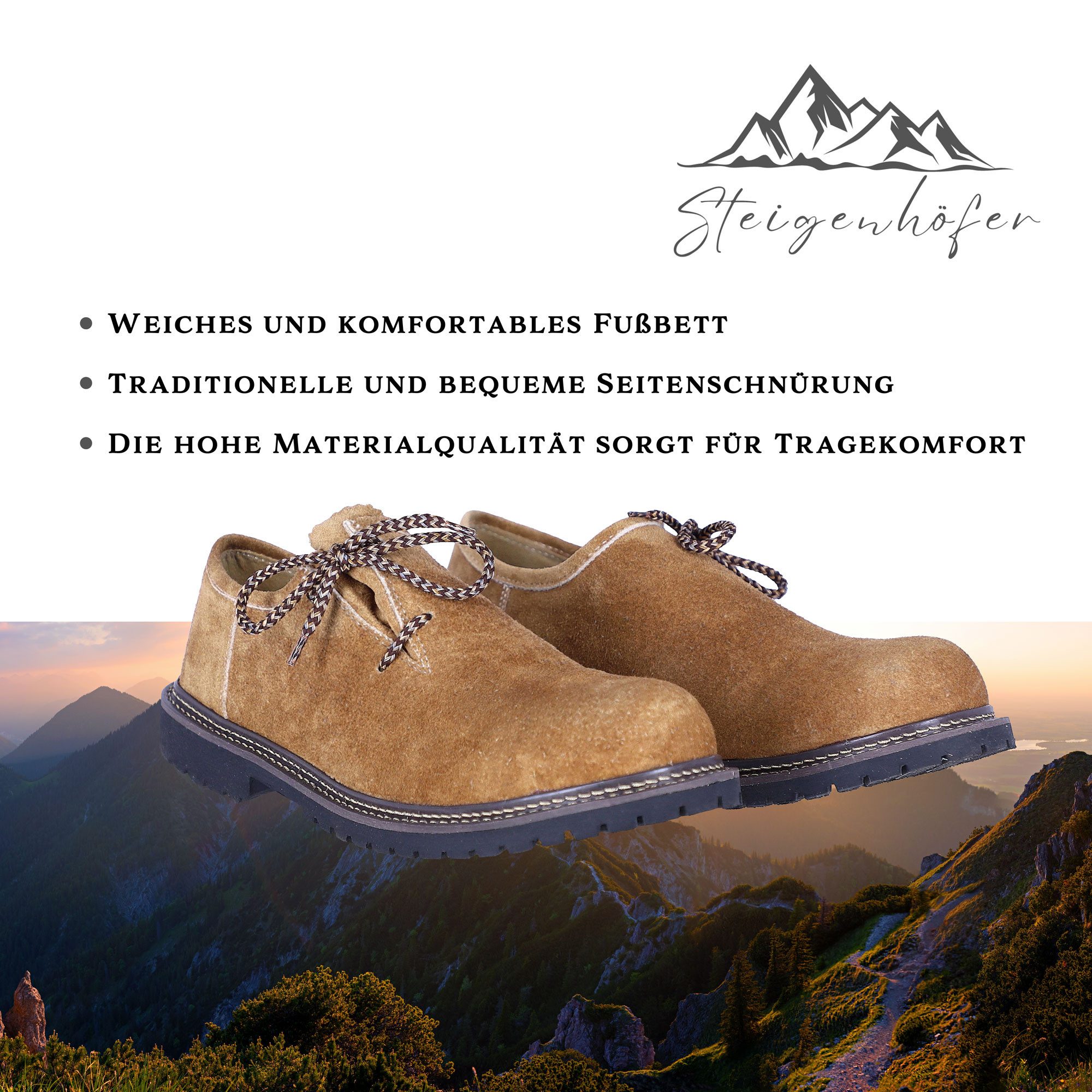 Steigenhöfer Manufaktur Trachtenschuhe Herren - Florian - Echtes Wildleder - Optimale Passform Haferlschuh Echtleder Herrenschuhe fürs Oktoberfest und Feierlich – Bild 4 von 5