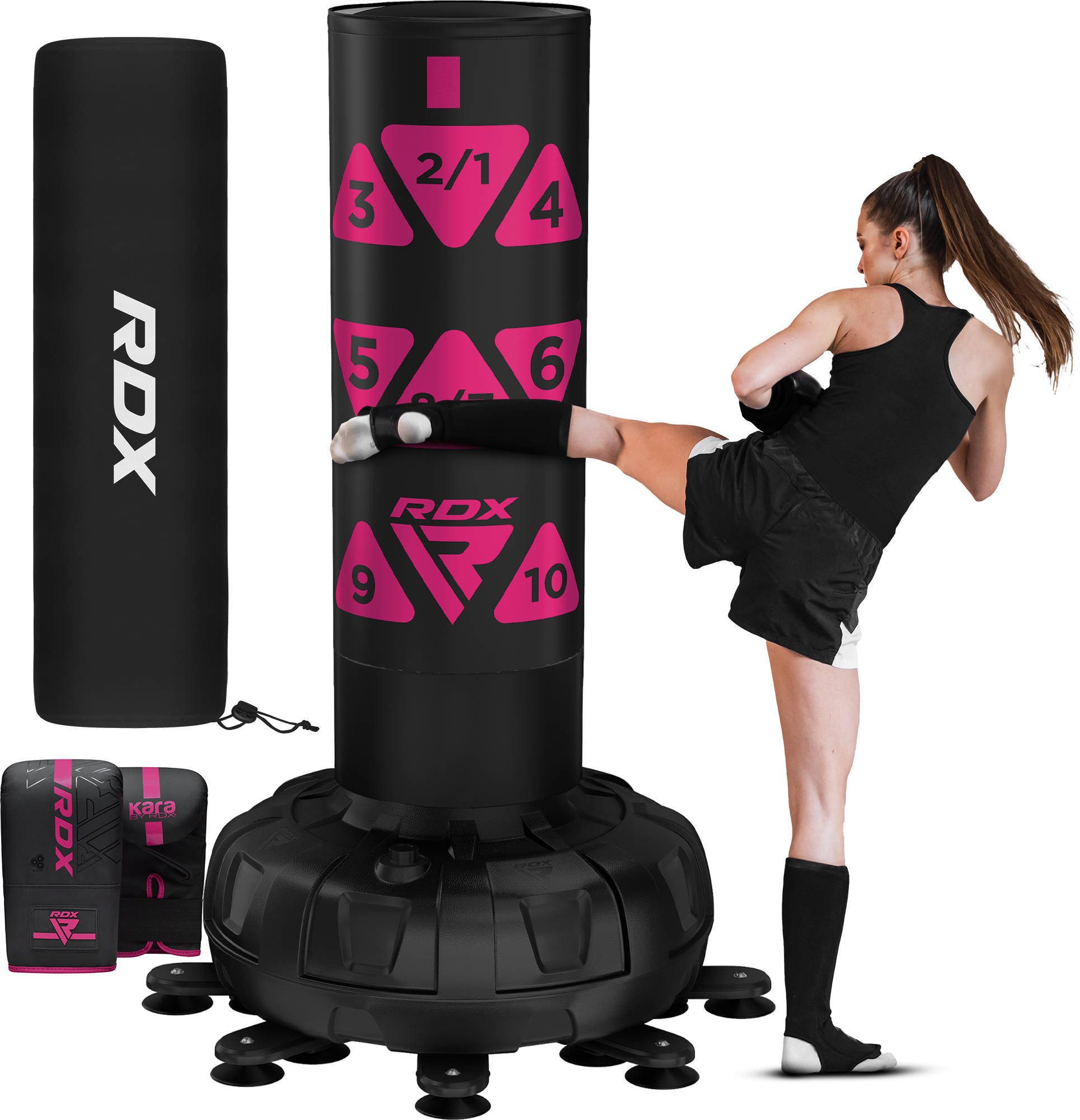 RDX Sports Boxsack RDX Boxsack mit Handschuhen, 6FT Freistehend Kickboxen MMA Fitness