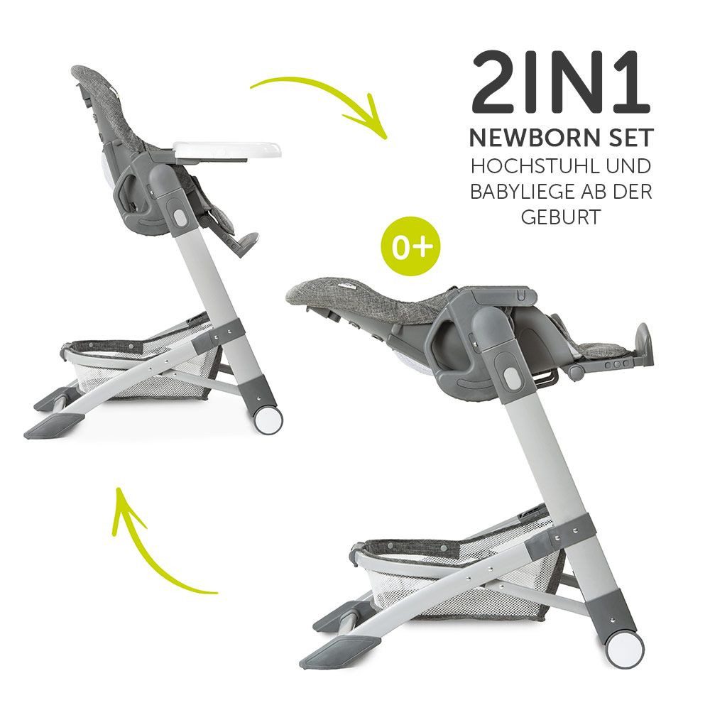 Hauck Hochstuhl Grow Up - Melange Grey, Babystuhl & Babyliege ab Geburt mit günstig online kaufen